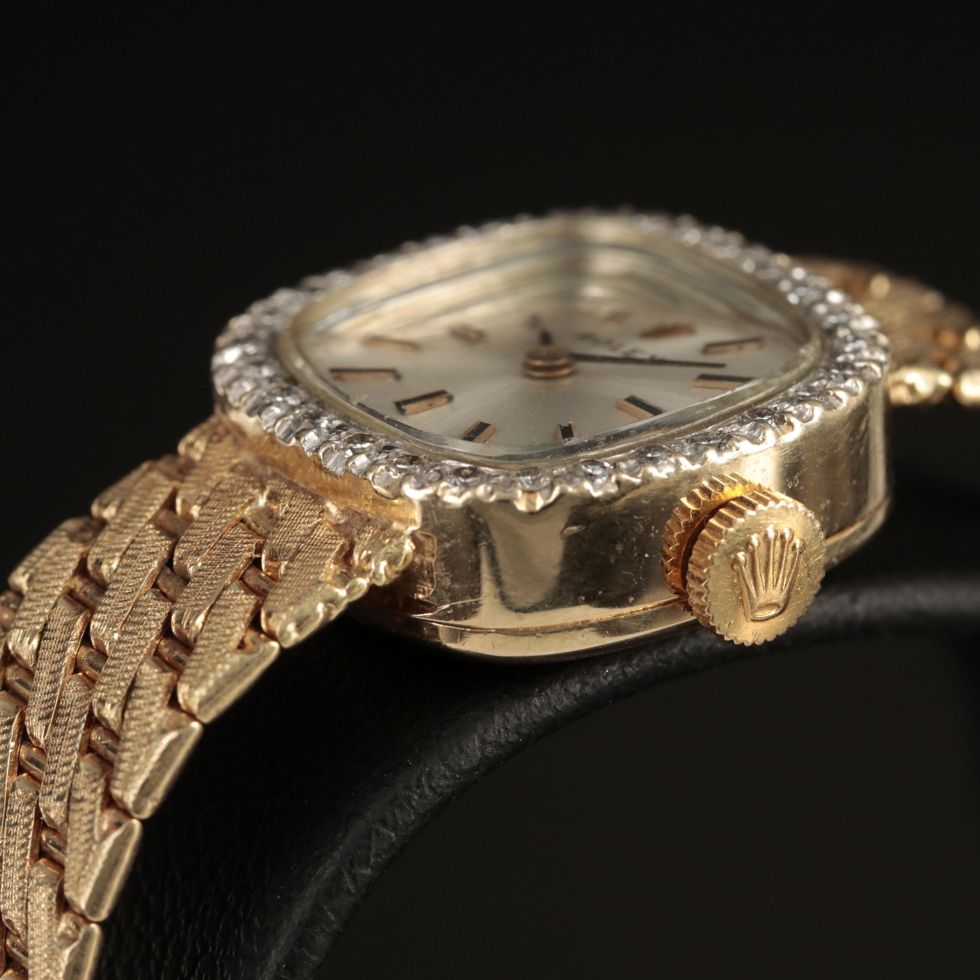 Vintage Rolex 14K and Diamond Watch