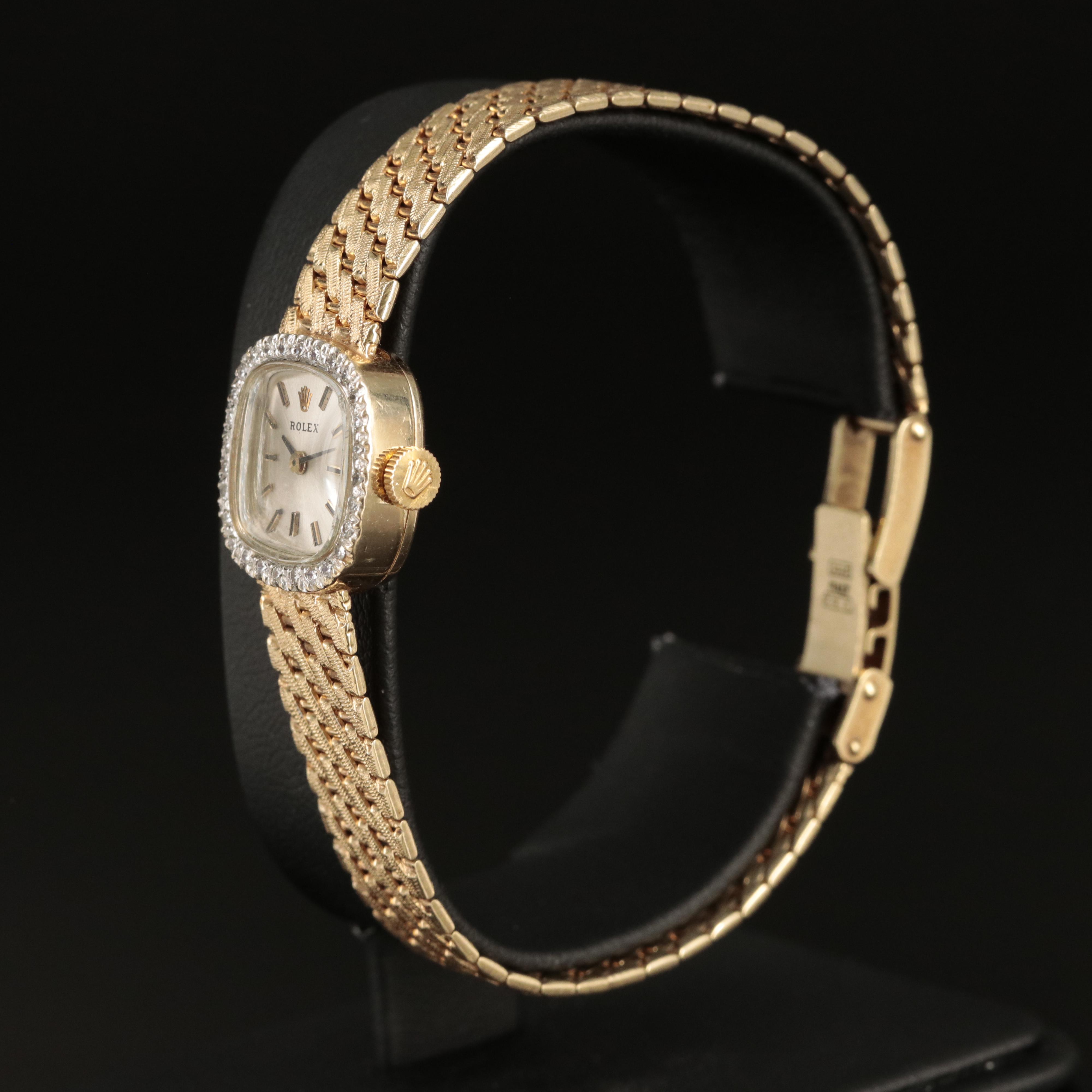 Vintage Rolex 14K and Diamond Watch