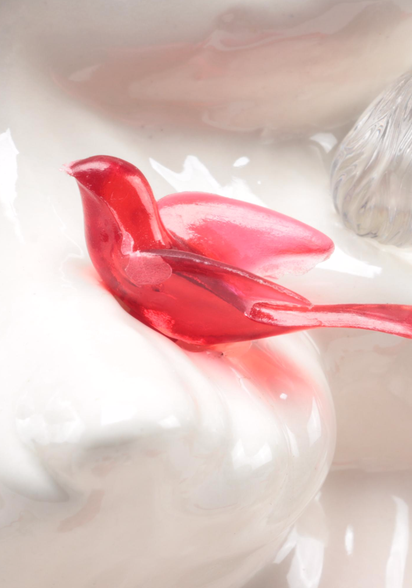 White Ceramic Christmas Tree Candle Holder with Red Star and Doves