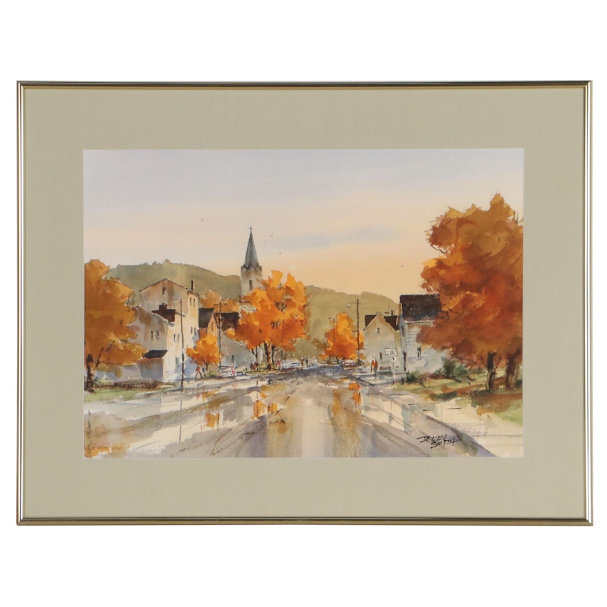 Jerry Smith Street Scene Watercolor Painting