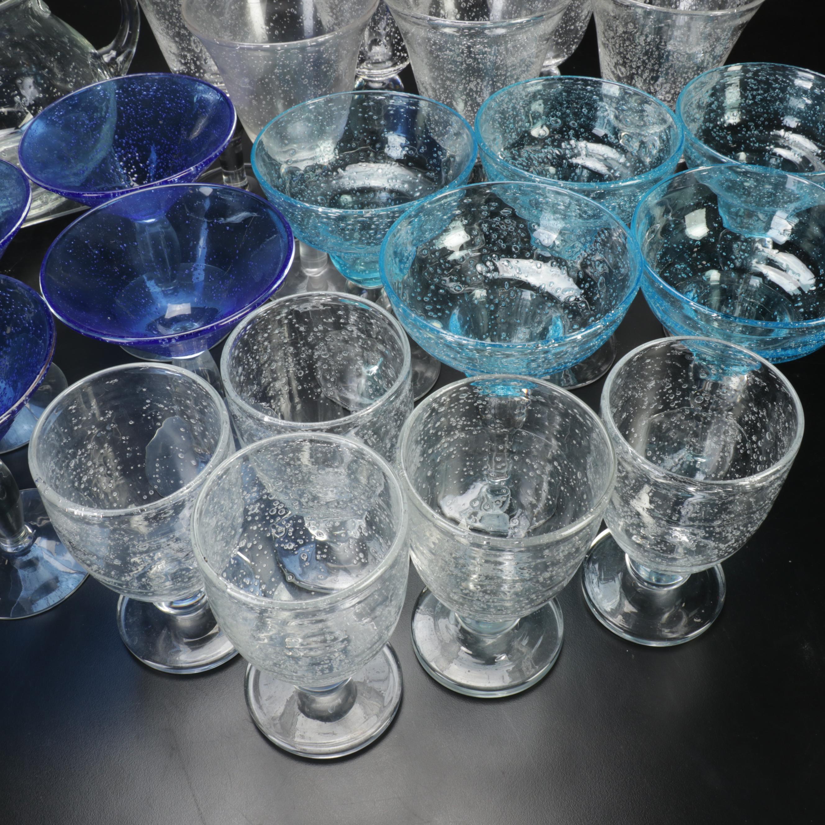 Suspended Bubble Glass Stemware with Pitcher and Bowl