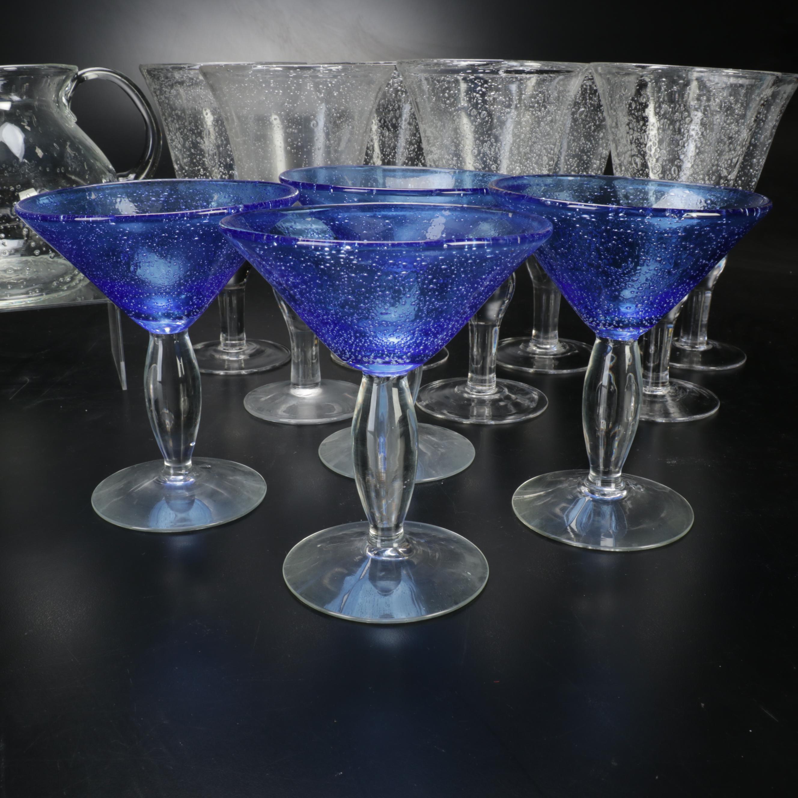 Suspended Bubble Glass Stemware with Pitcher and Bowl