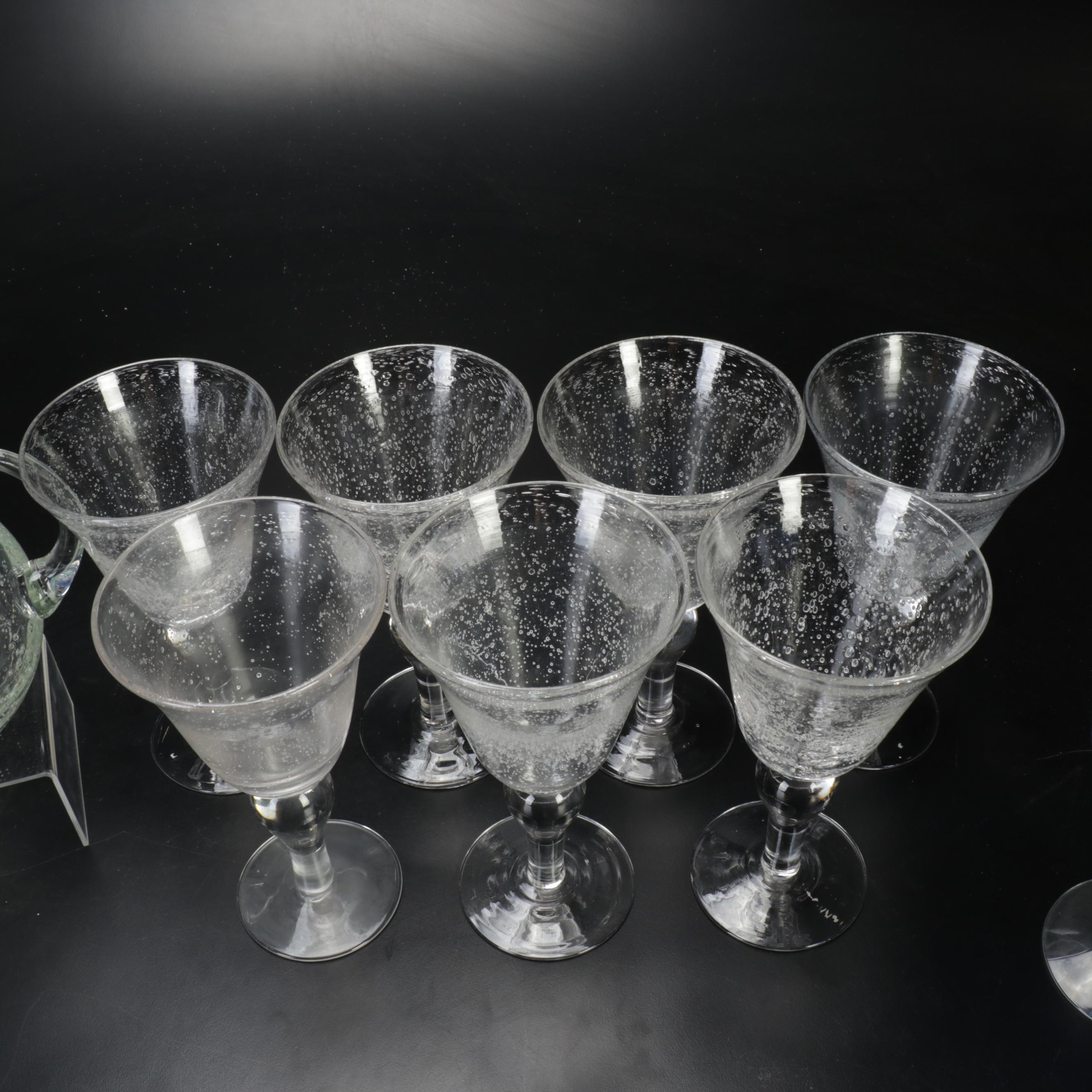 Suspended Bubble Glass Stemware with Pitcher and Bowl