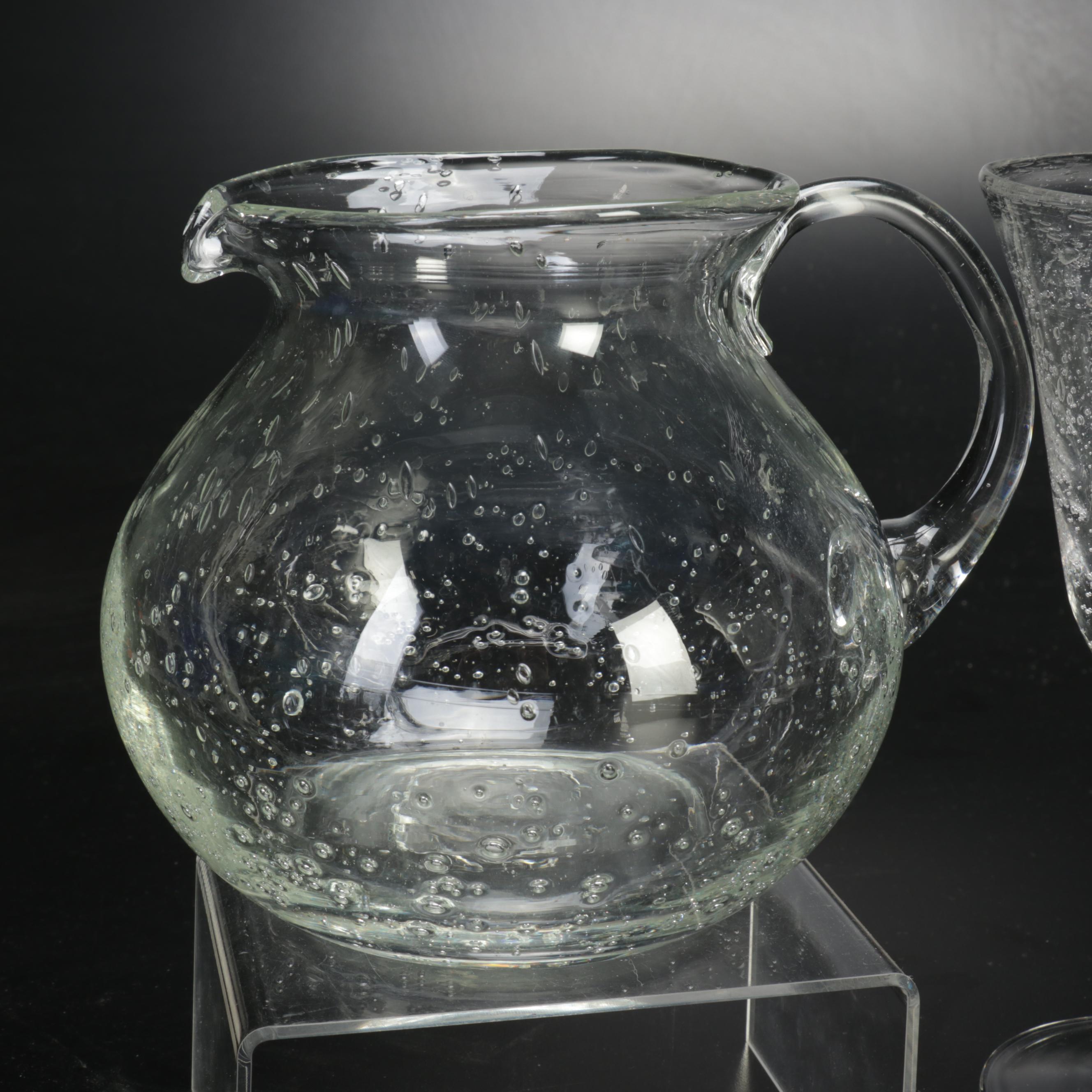 Suspended Bubble Glass Stemware with Pitcher and Bowl