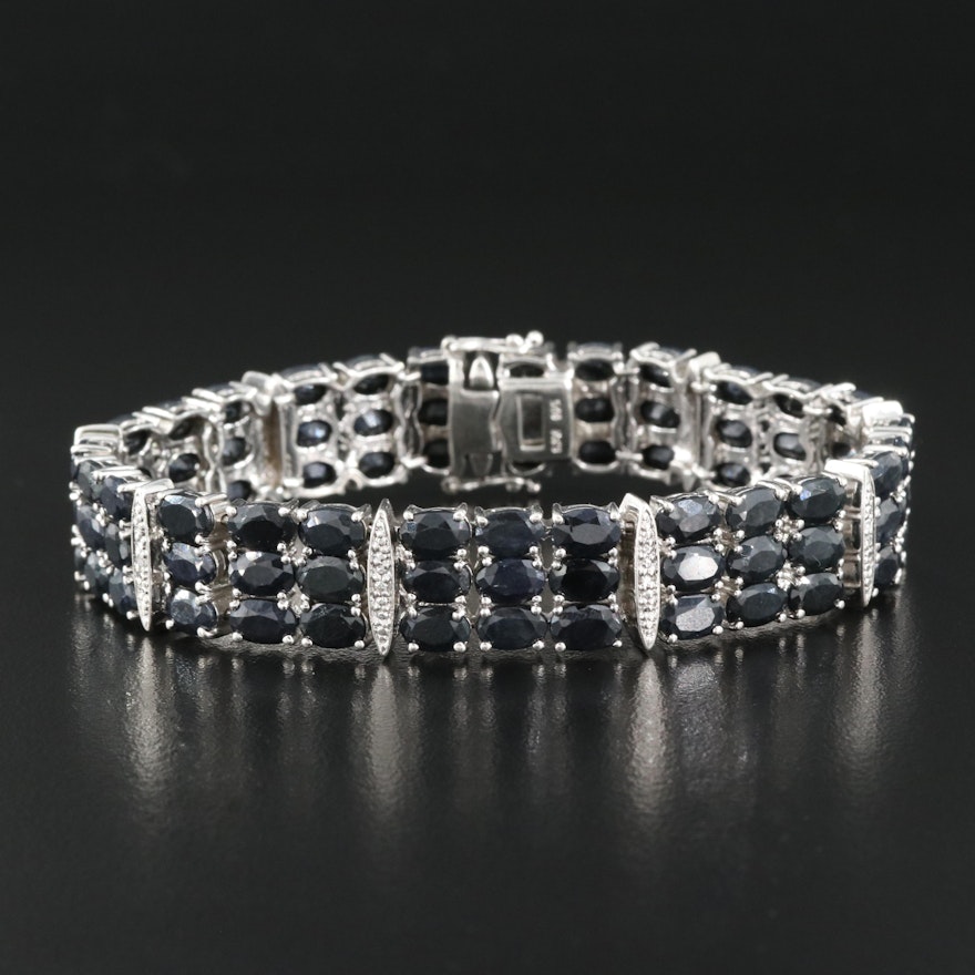 Sterling Sapphire and Lab Grown Diamond Bracelet