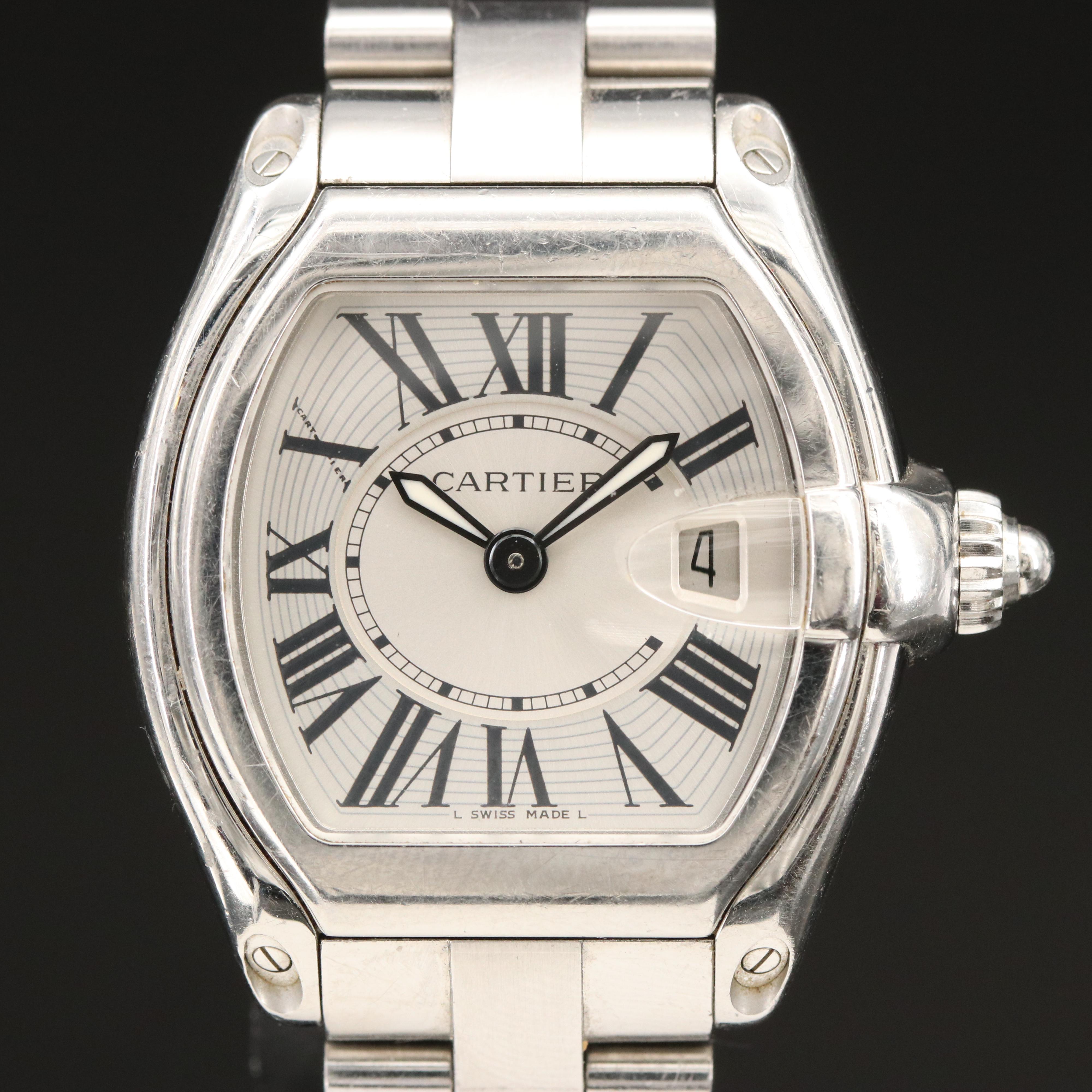 Cartier Roadster Silver Dial Stainless Steel Quartz Watch