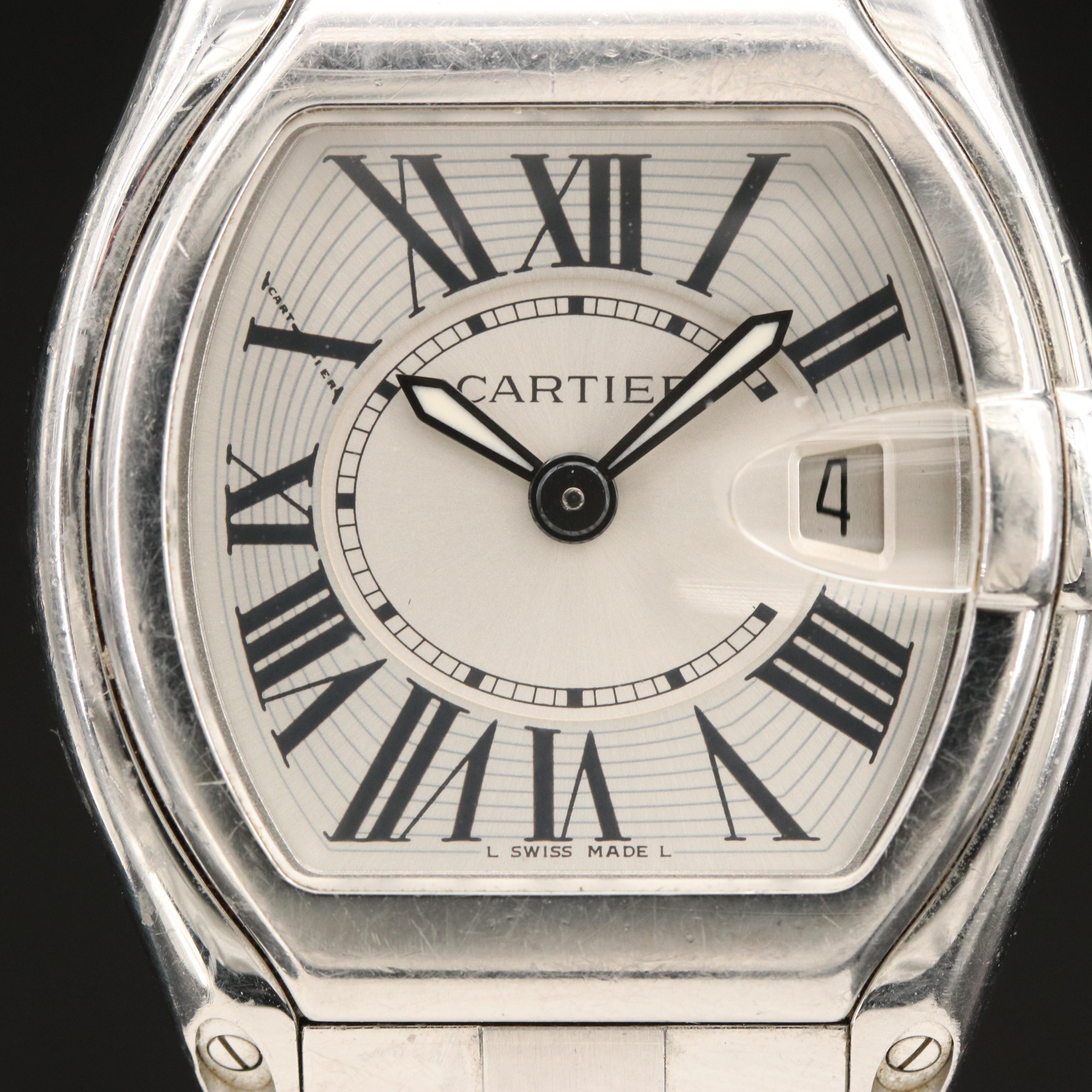 Cartier Roadster Silver Dial Stainless Steel Quartz Watch