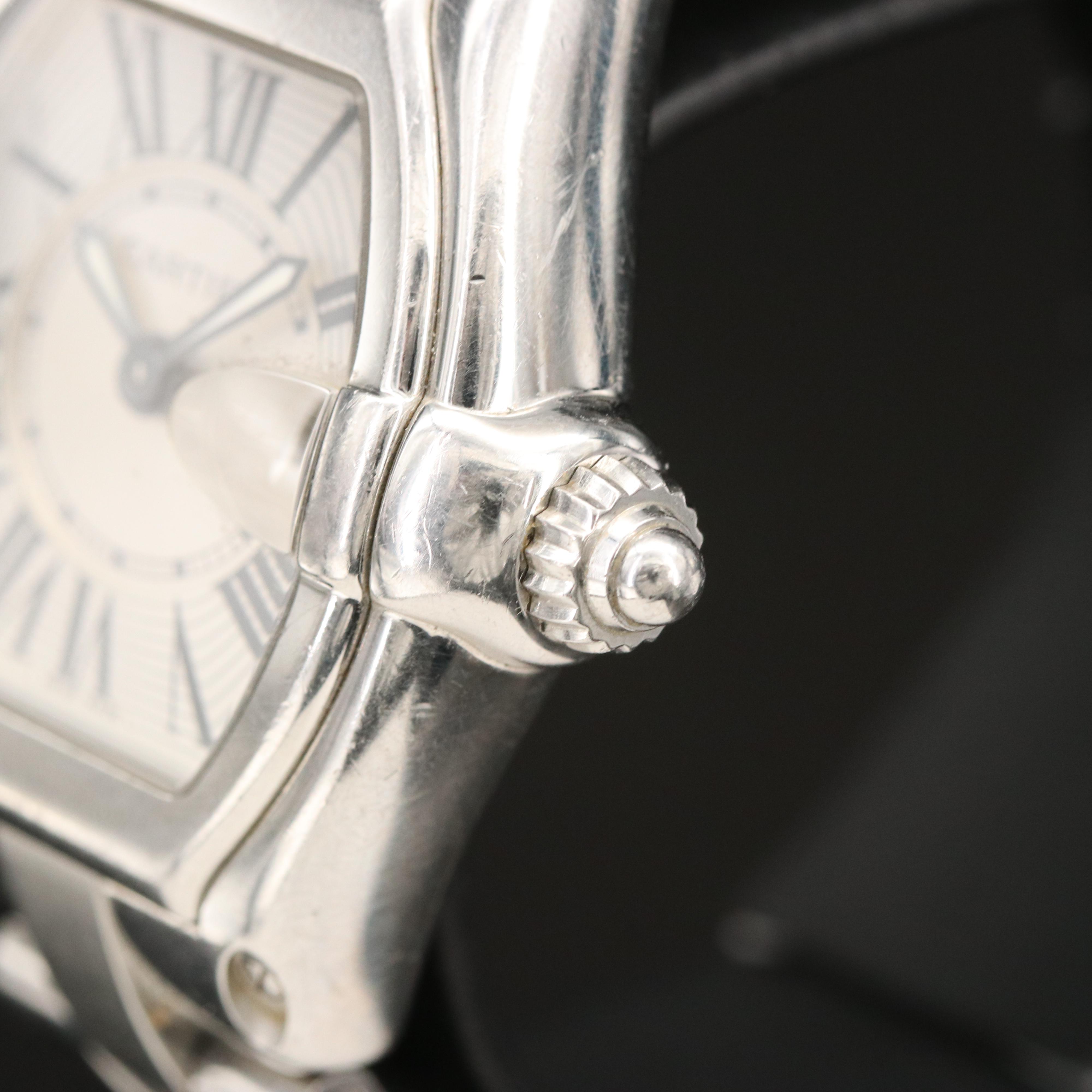 Cartier Roadster Silver Dial Stainless Steel Quartz Watch