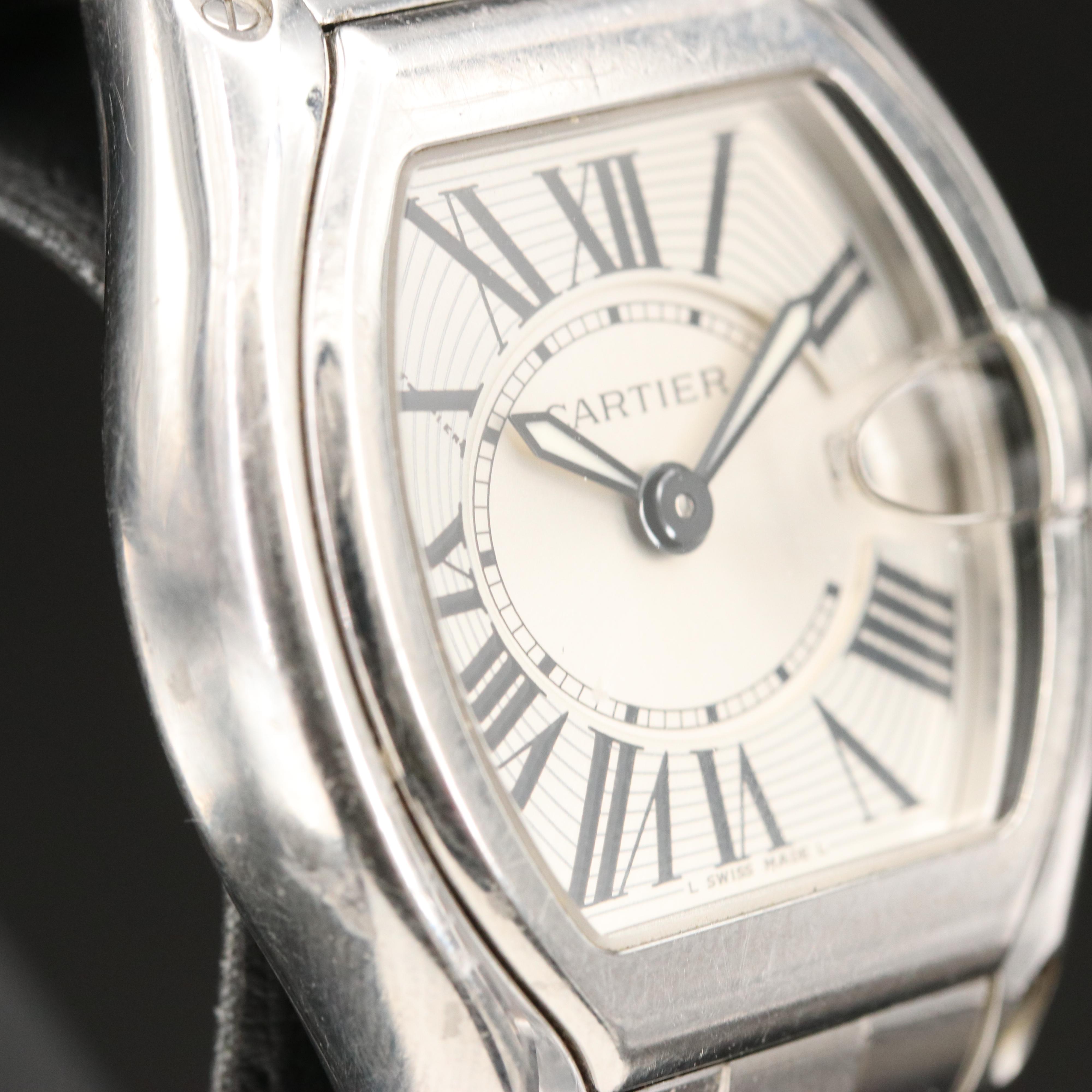 Cartier Roadster Silver Dial Stainless Steel Quartz Watch