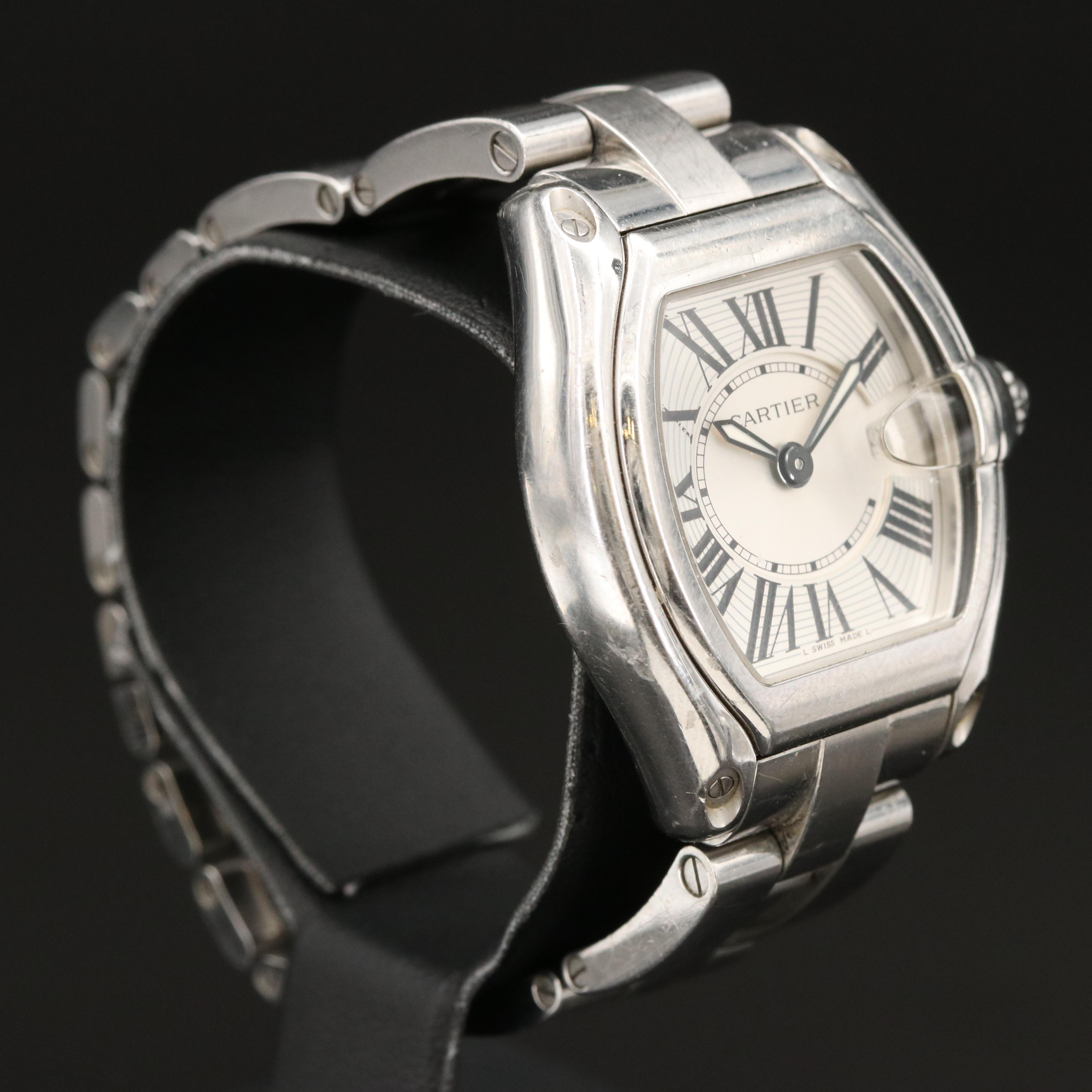 Cartier Roadster Silver Dial Stainless Steel Quartz Watch
