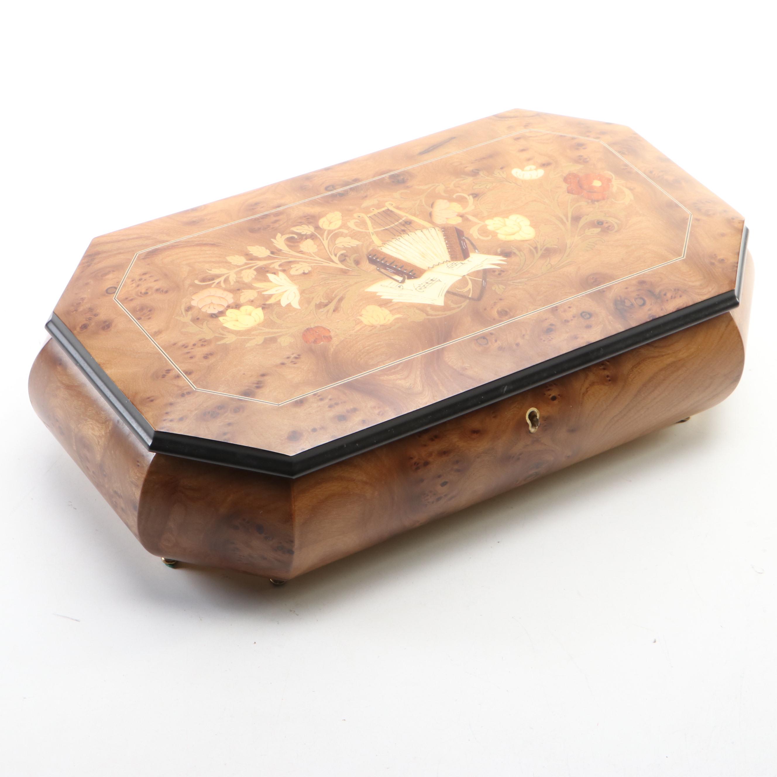 Italian Marquetry "Edelweiss" Music Box