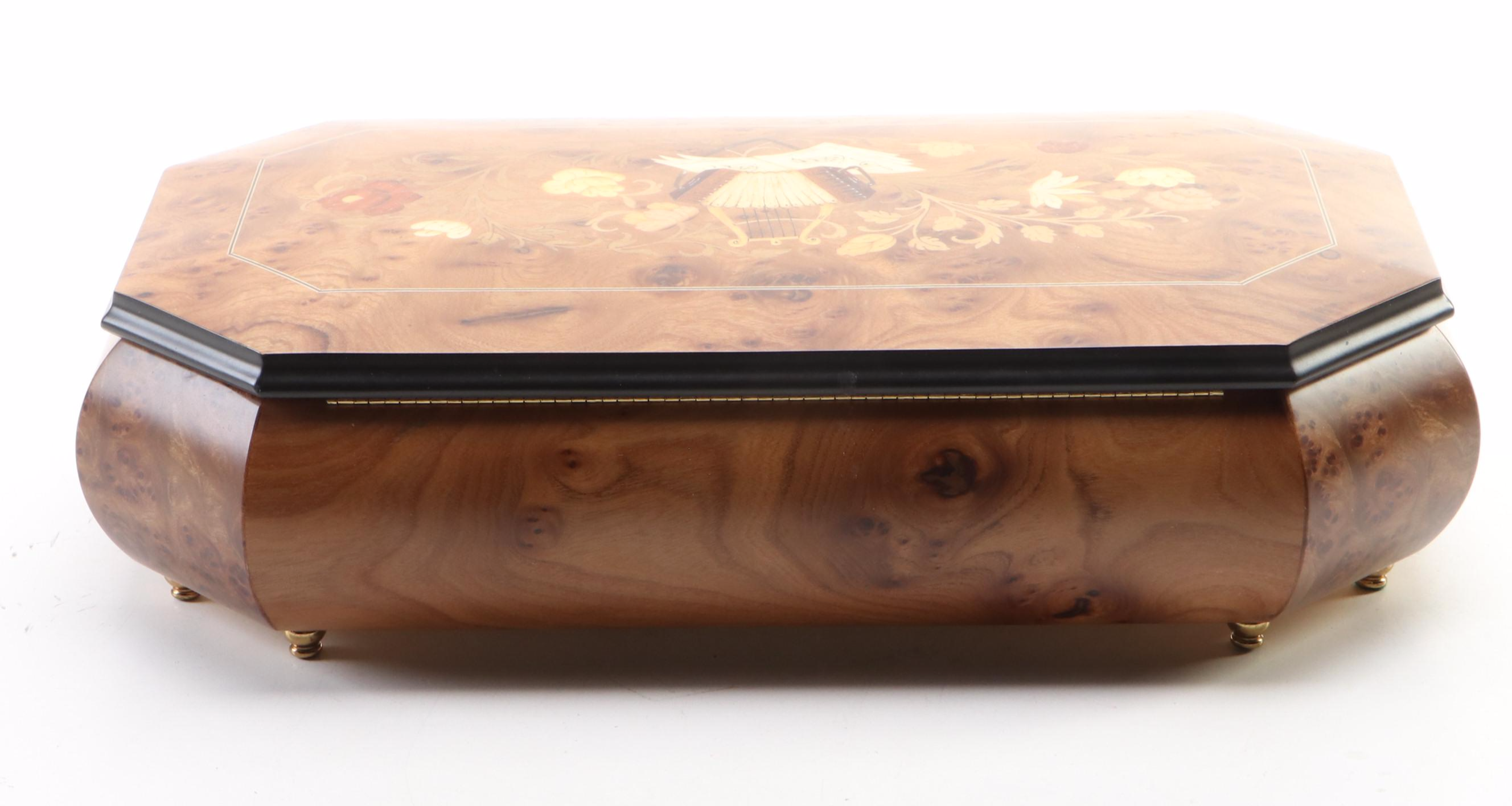 Italian Marquetry "Edelweiss" Music Box