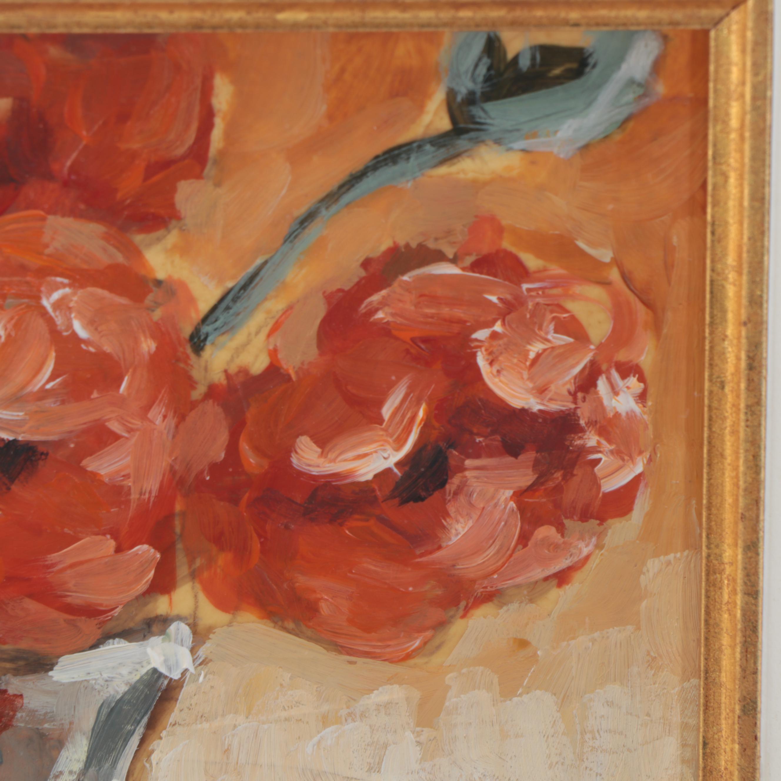 Dupré Floral Still Life Acrylic Painting, Late 20th Century