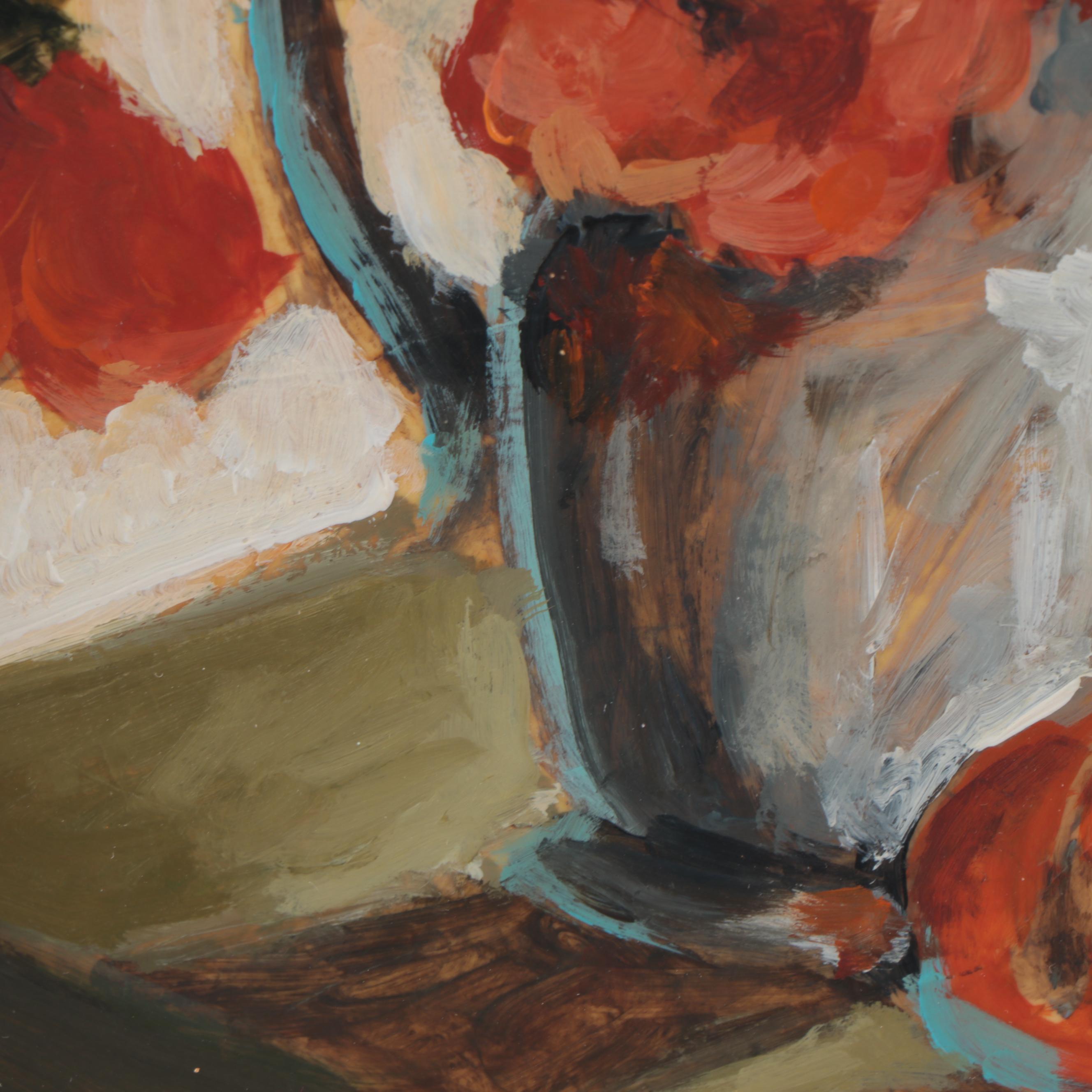 Dupré Floral Still Life Acrylic Painting, Late 20th Century