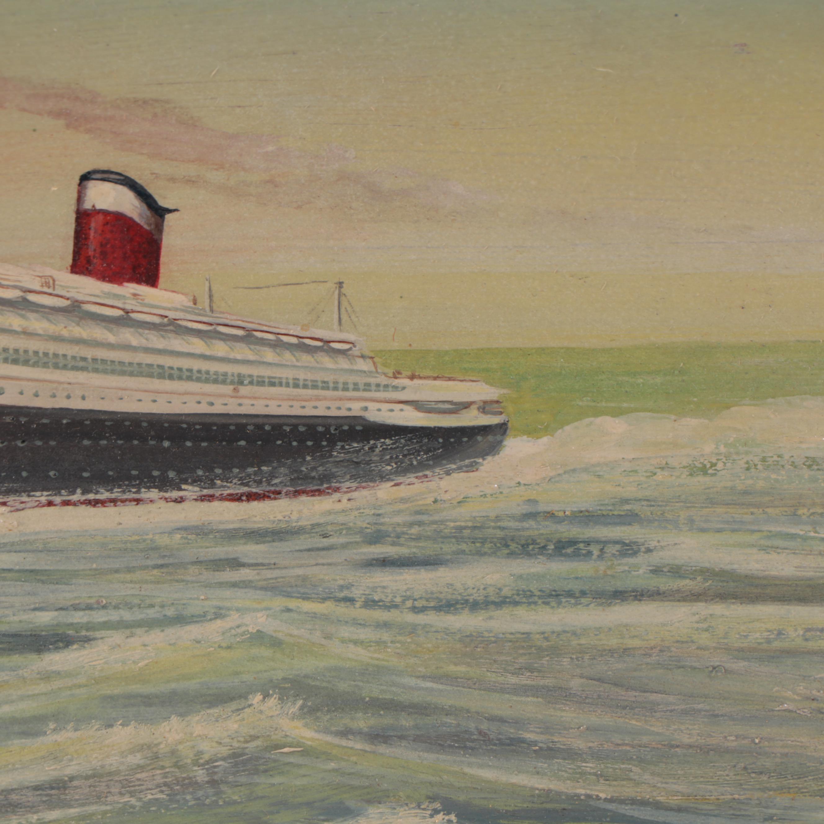 Oil Painting of the S.S. United States Ocean Liner, 1953