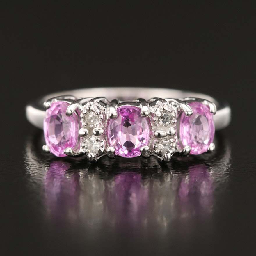 14K Pink Sapphire and Diamond Ring
