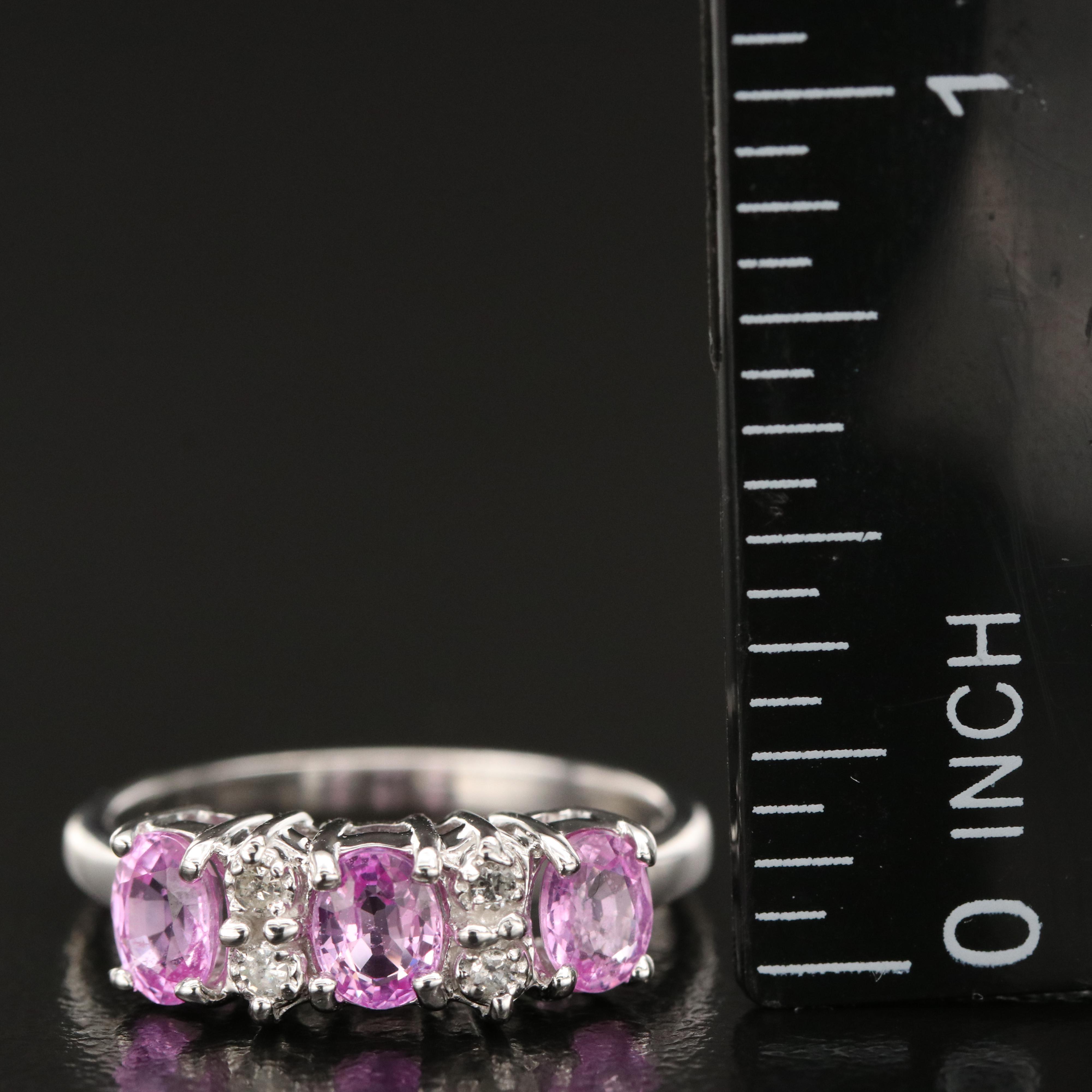 14K Pink Sapphire and Diamond Ring