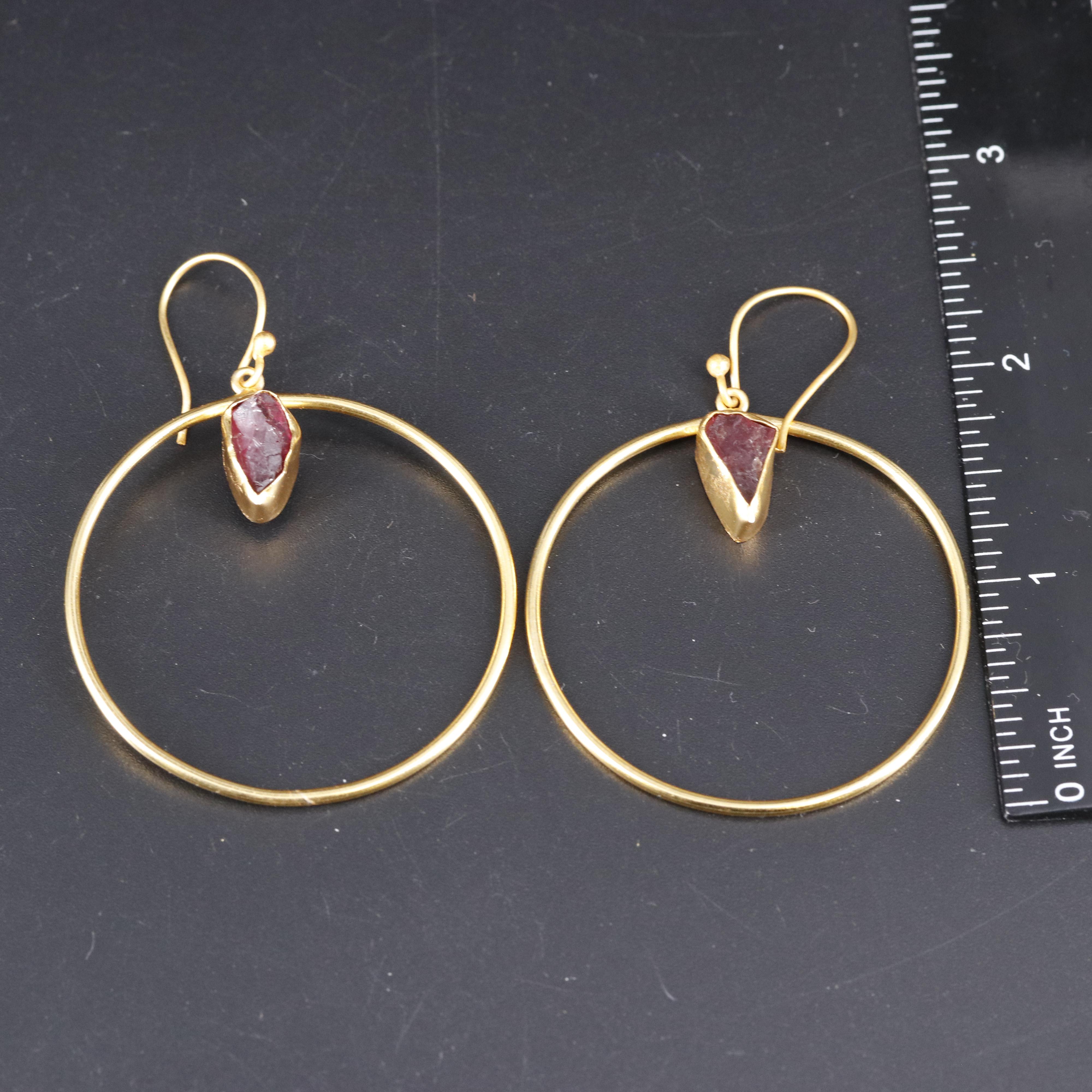 Gemstone Hoop Earrings