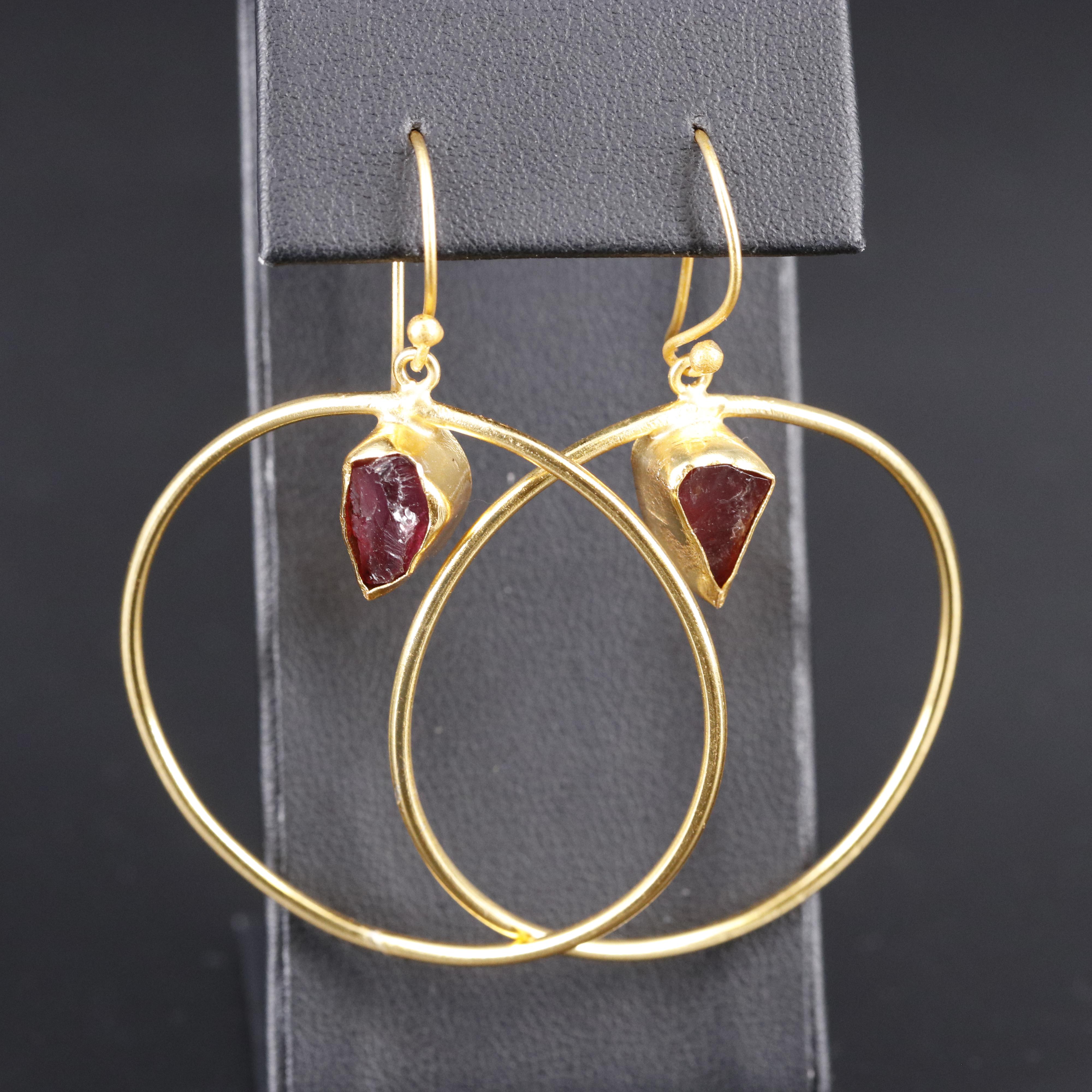 Gemstone Hoop Earrings