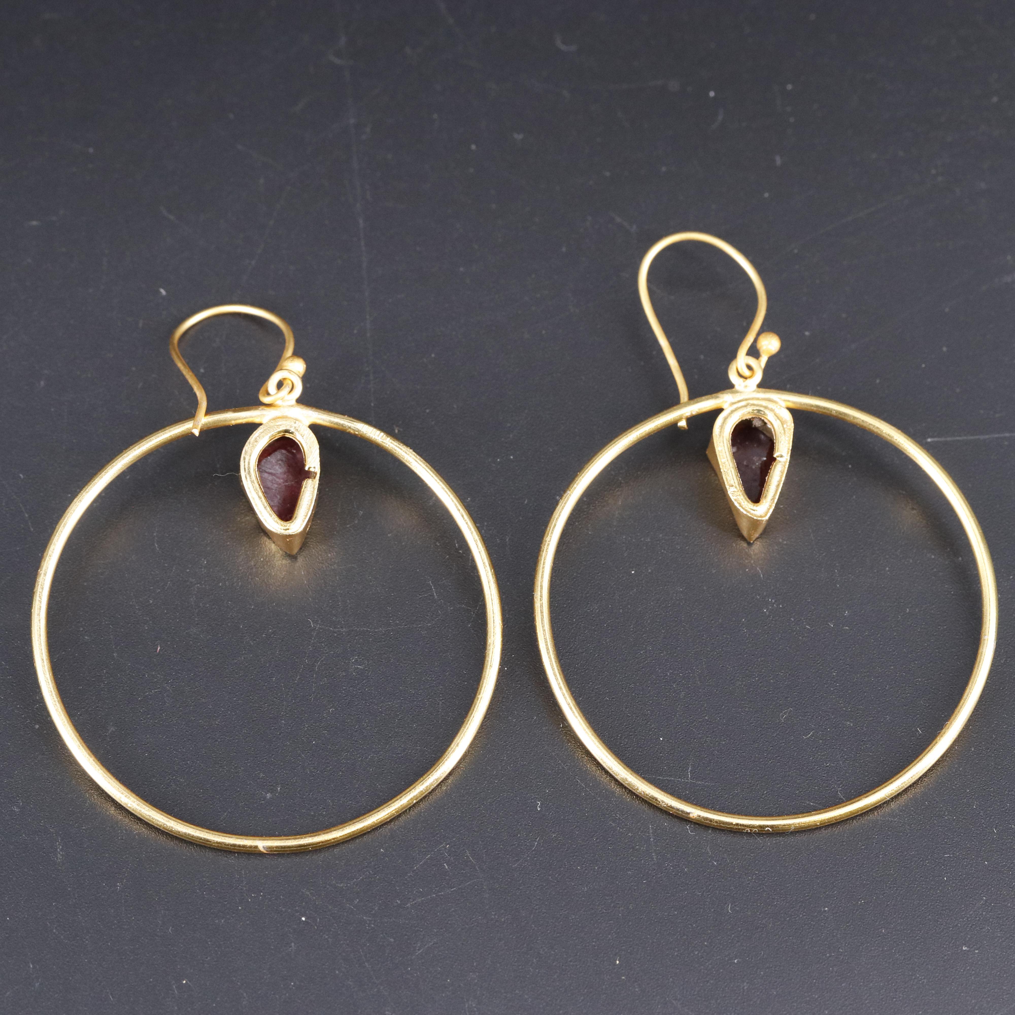 Gemstone Hoop Earrings