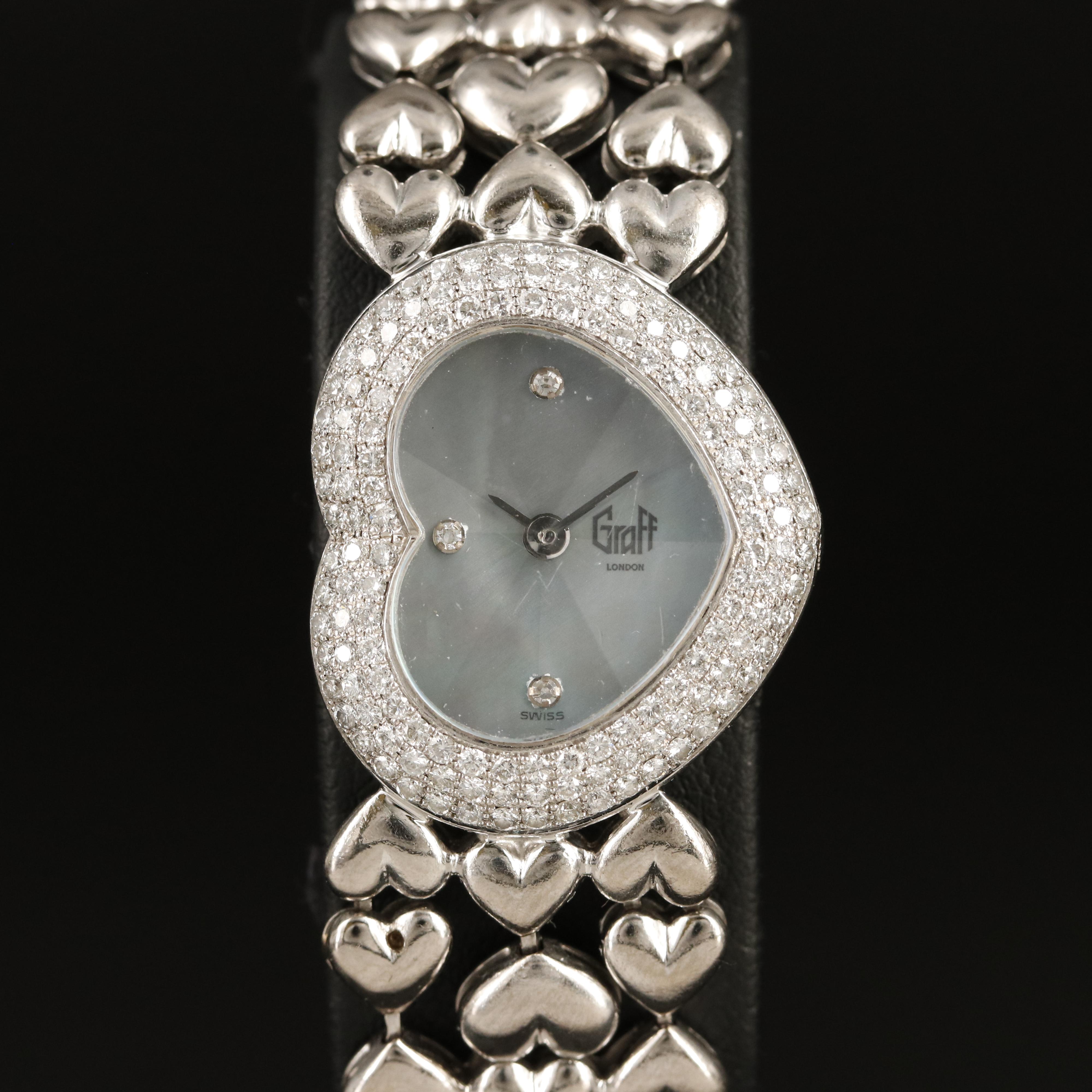 Graff of London, 18K Heart Shaped 1.47 CTW Diamond Watch