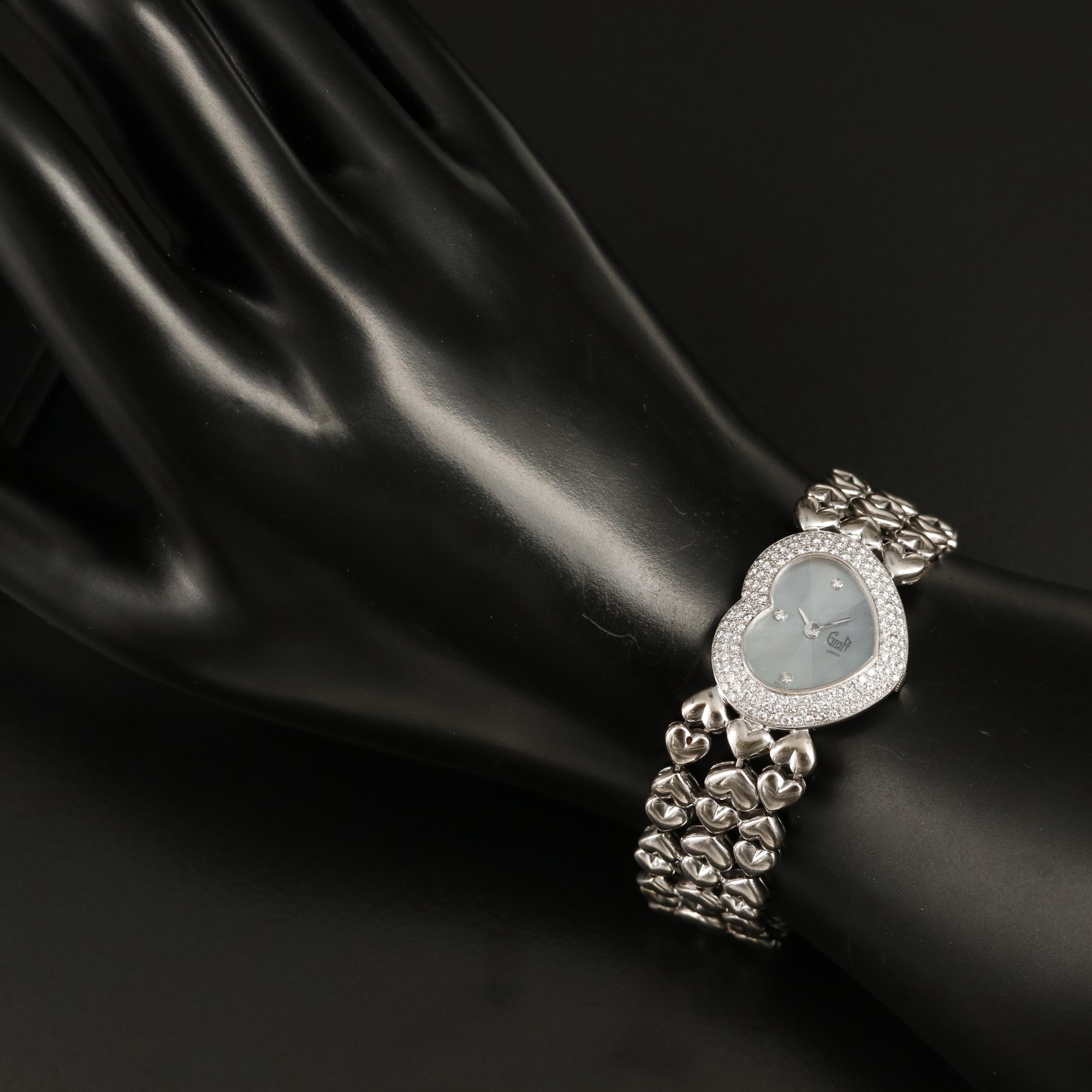 Graff of London, 18K Heart Shaped 1.47 CTW Diamond Watch