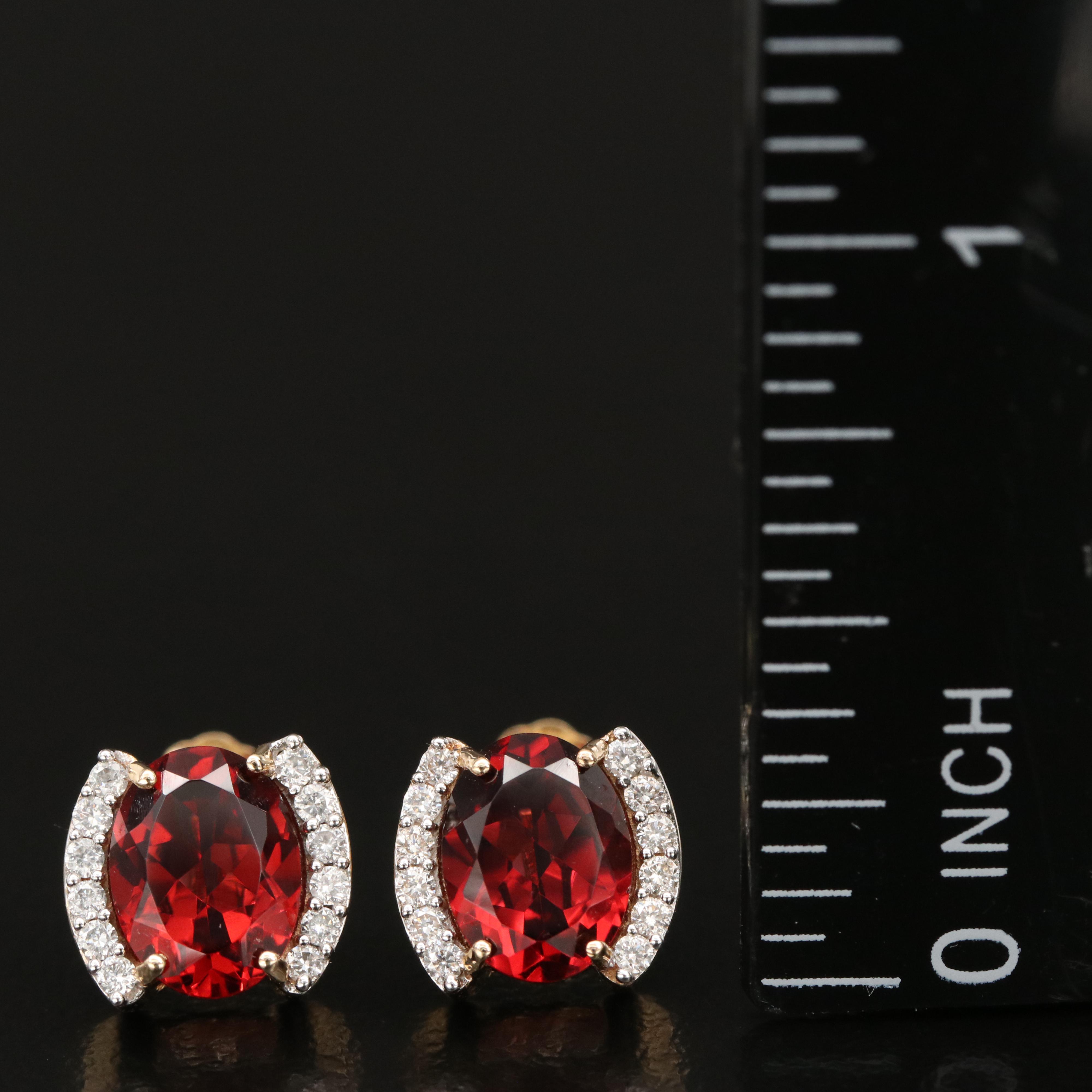 14K Garnet and Diamond Earrings