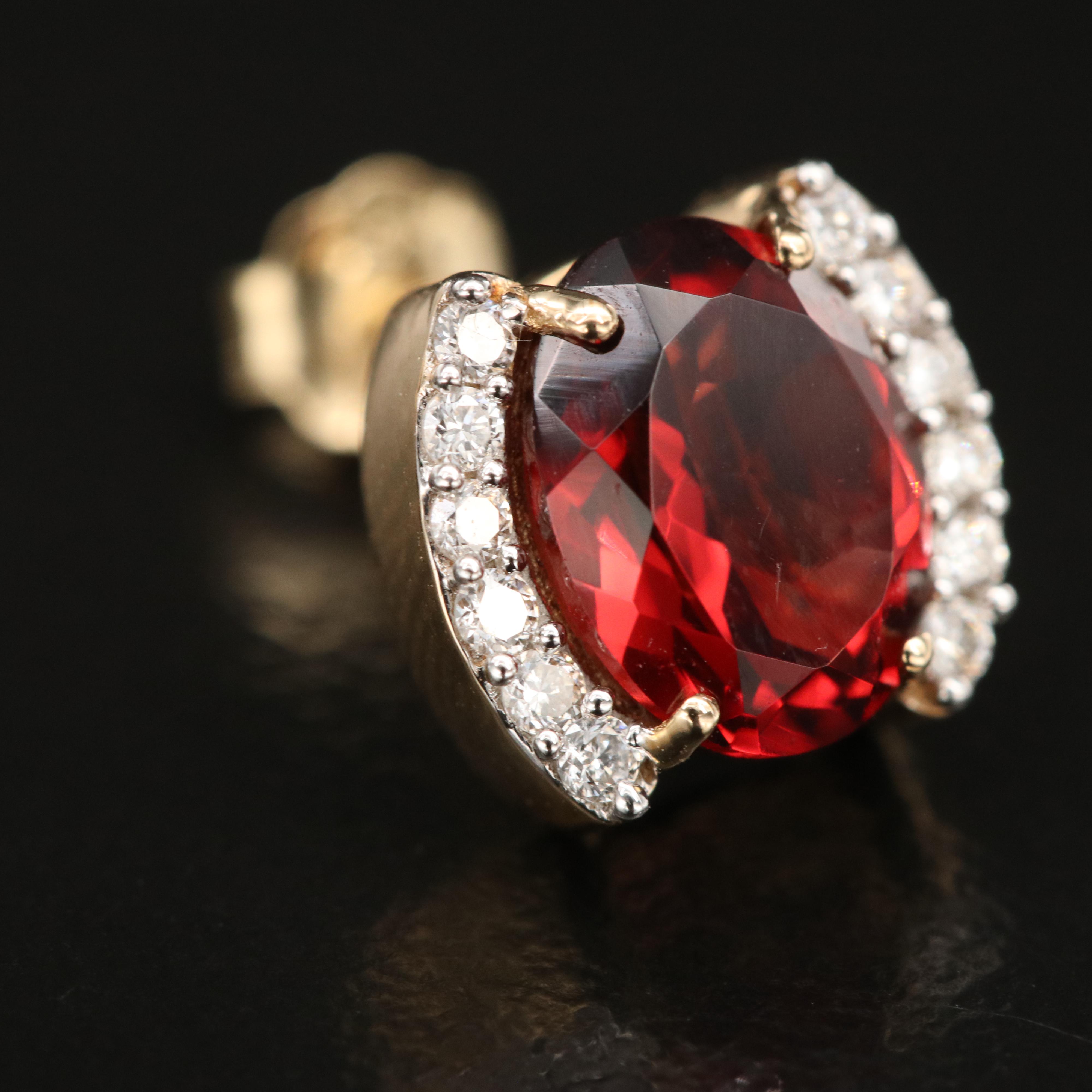 14K Garnet and Diamond Earrings