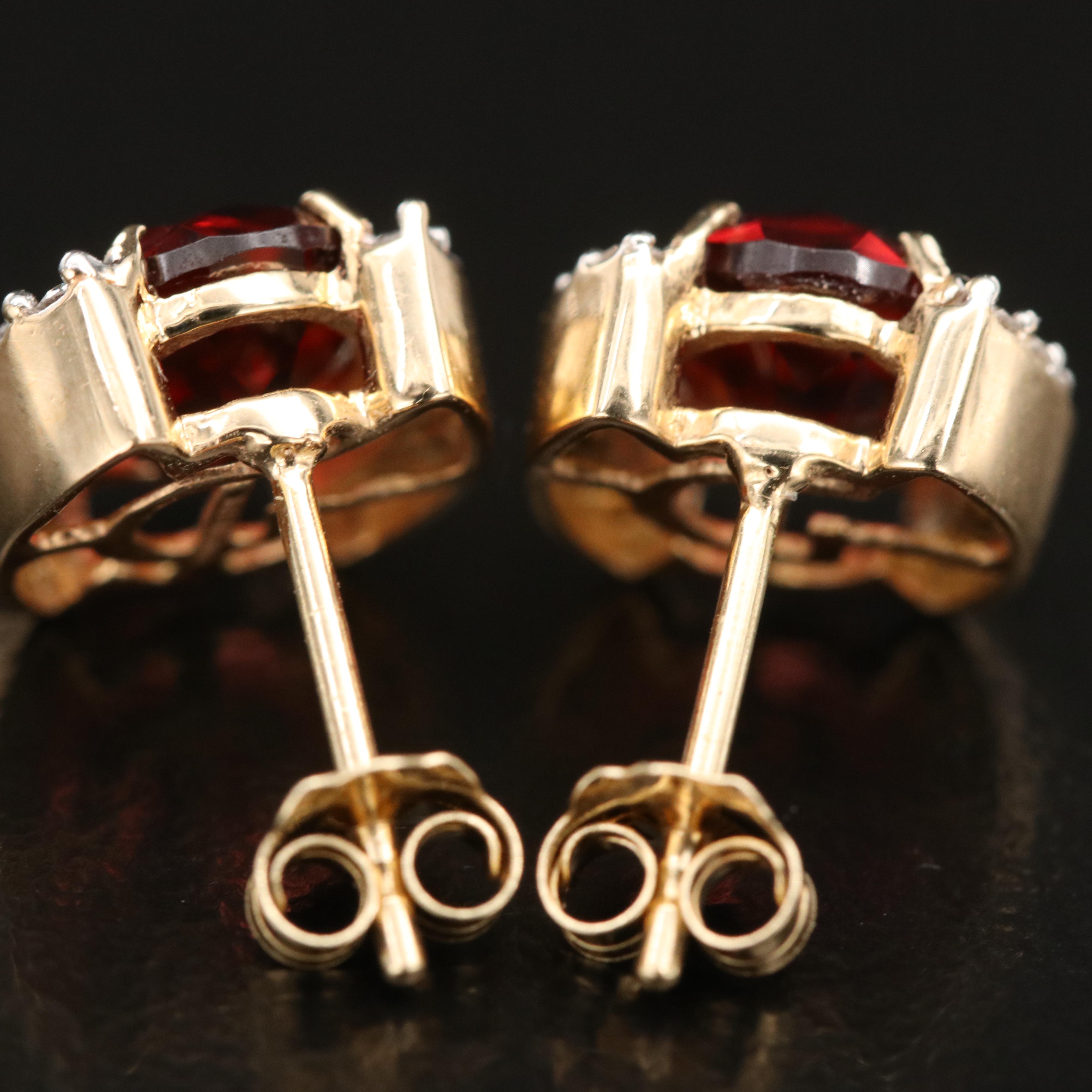 14K Garnet and Diamond Earrings