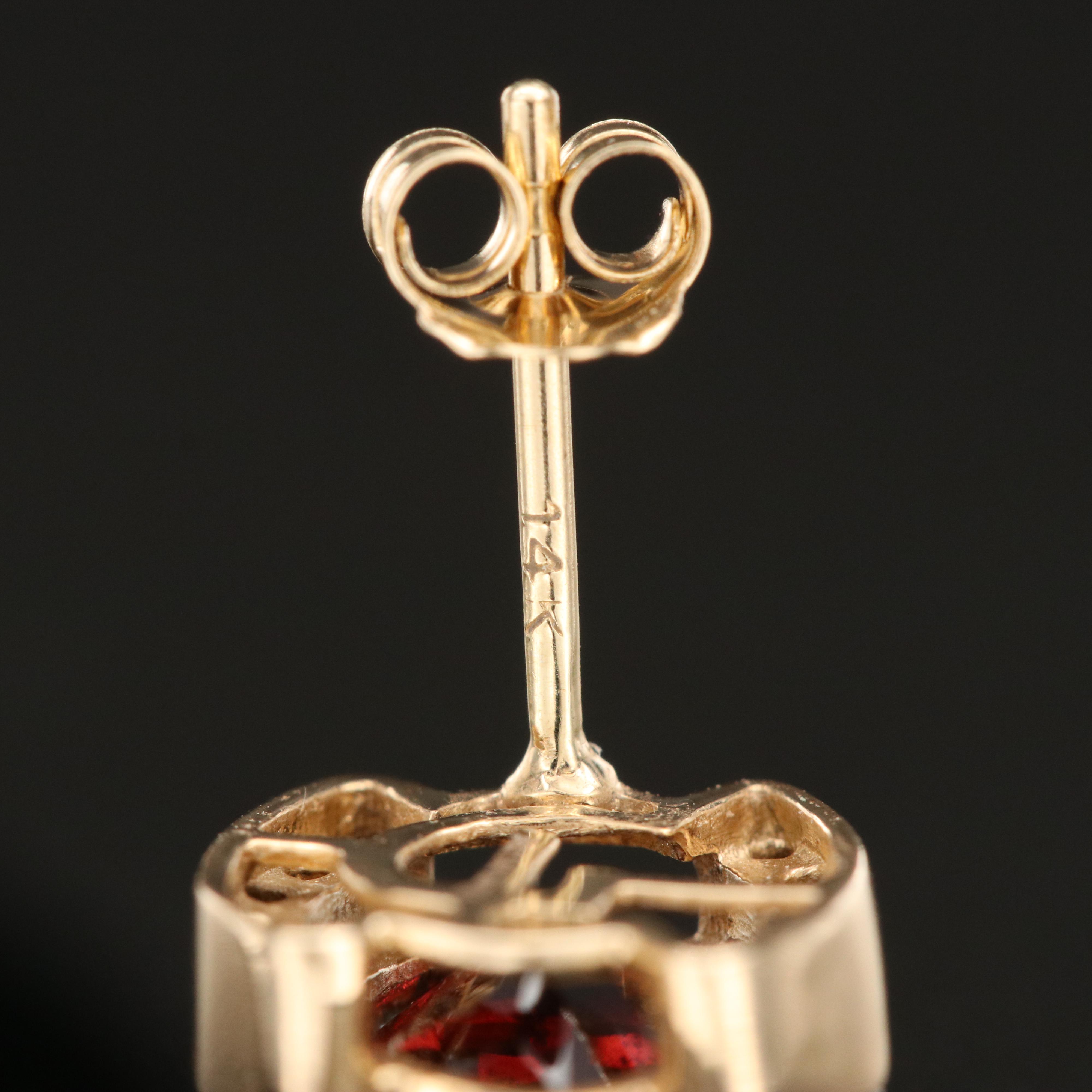 14K Garnet and Diamond Earrings