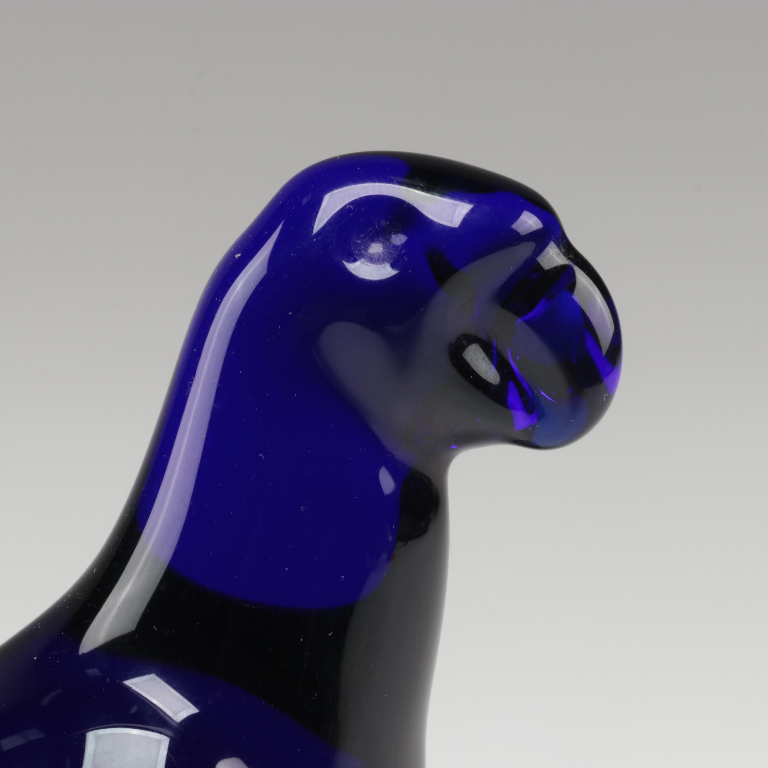 Baccarat "Parrot" Cobalt Blue Crystal Bird Figurine