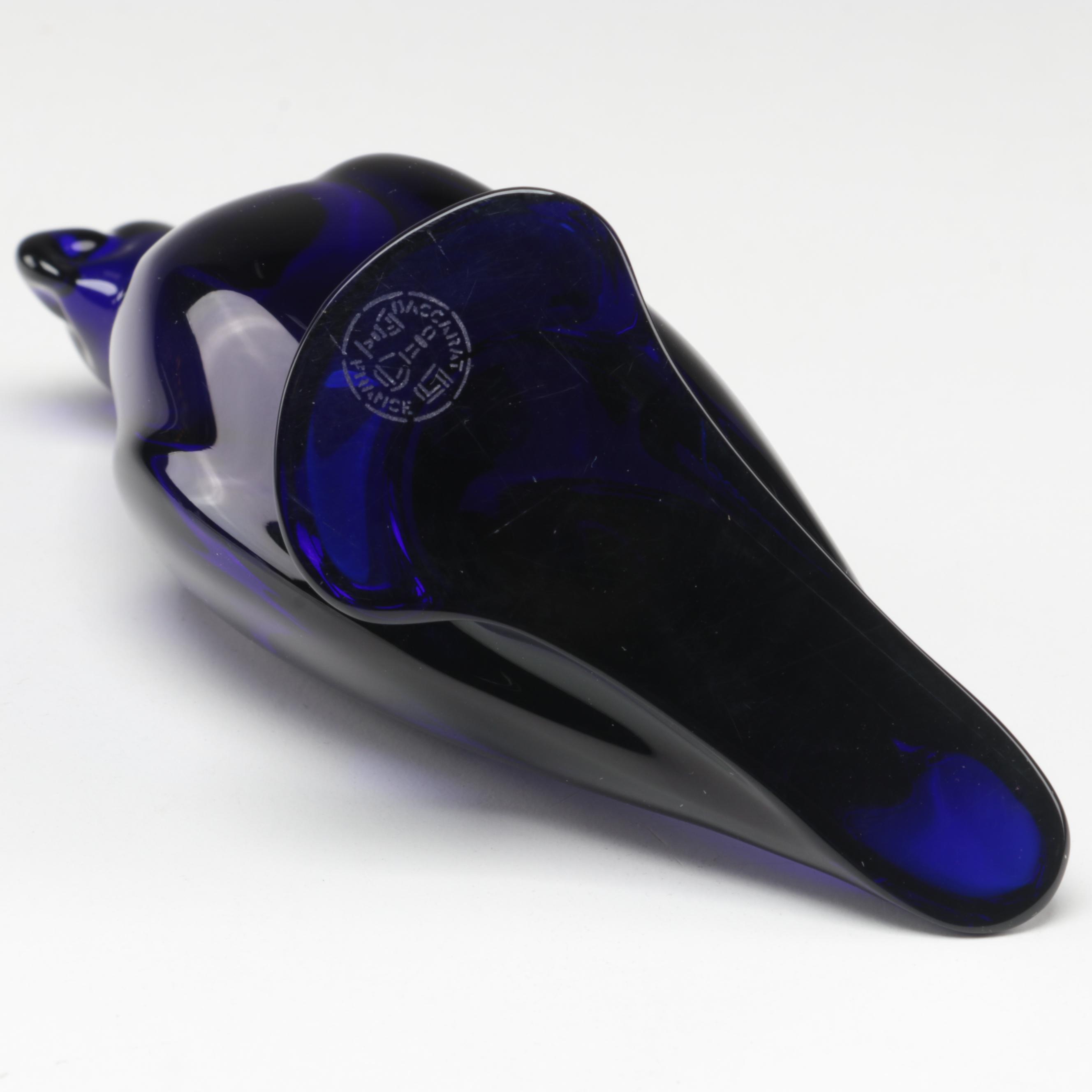 Baccarat "Parrot" Cobalt Blue Crystal Bird Figurine