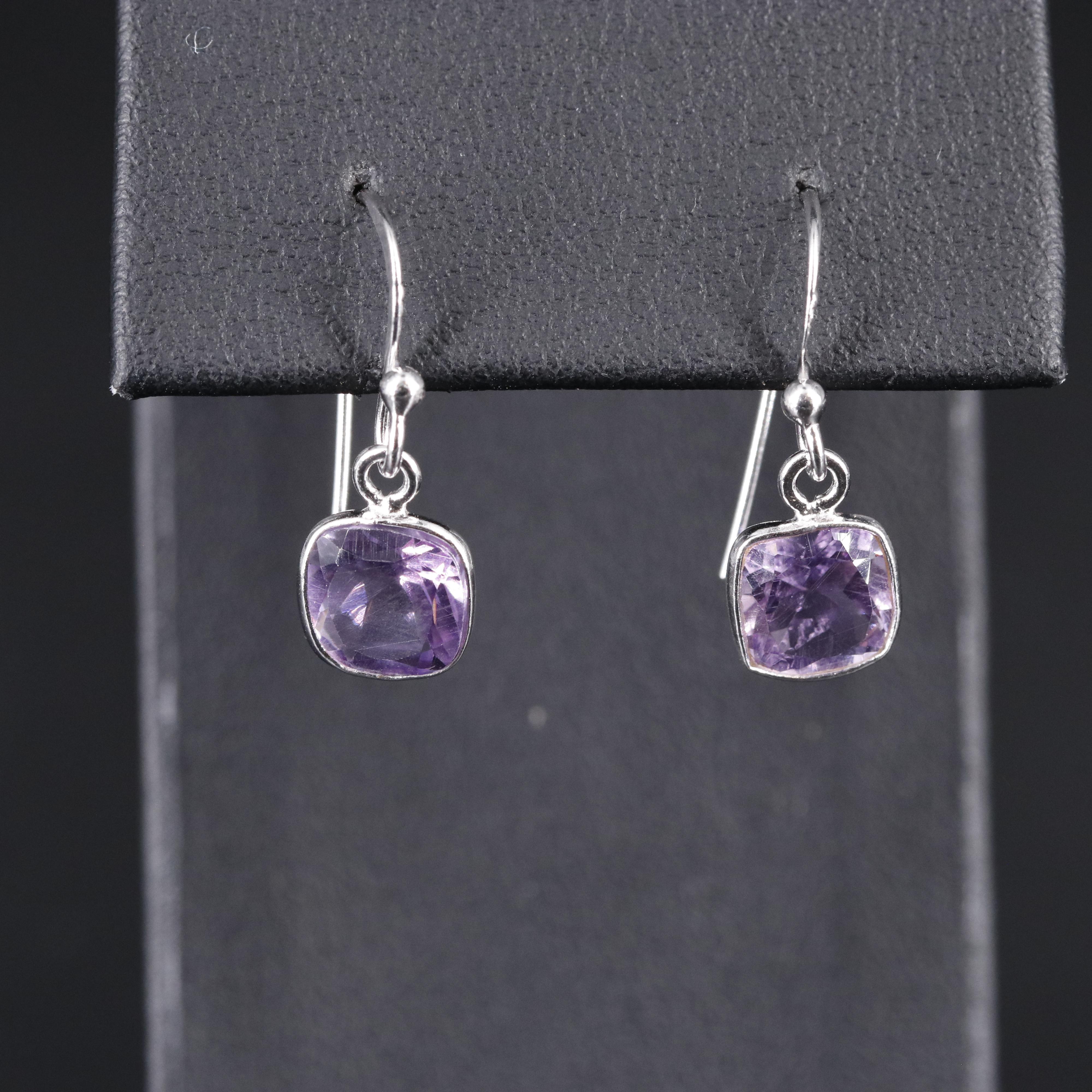 Sterling Silver Amethyst Drop Earrings
