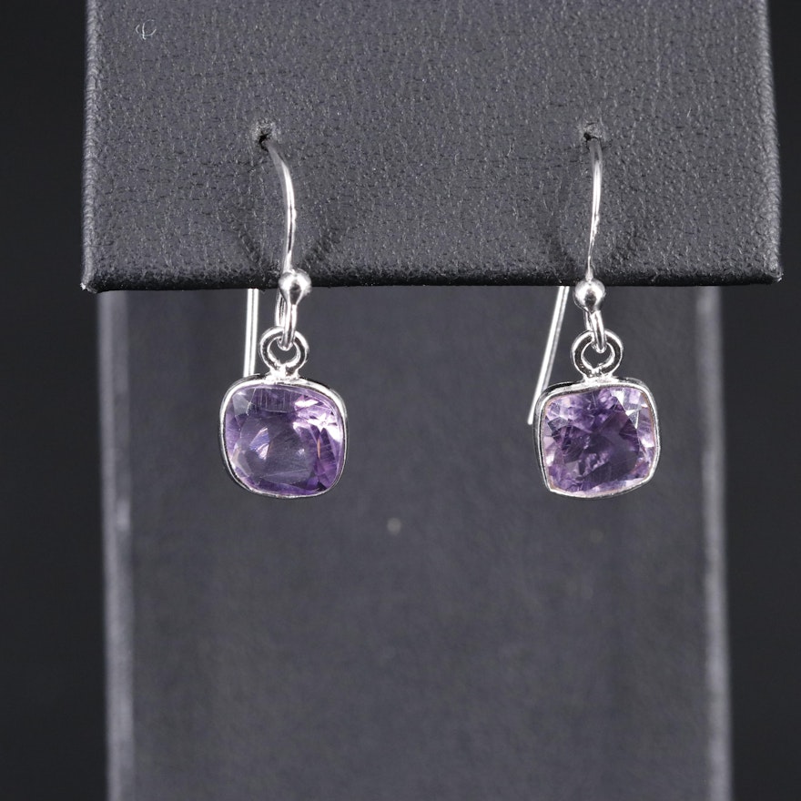 Sterling Silver Amethyst Drop Earrings