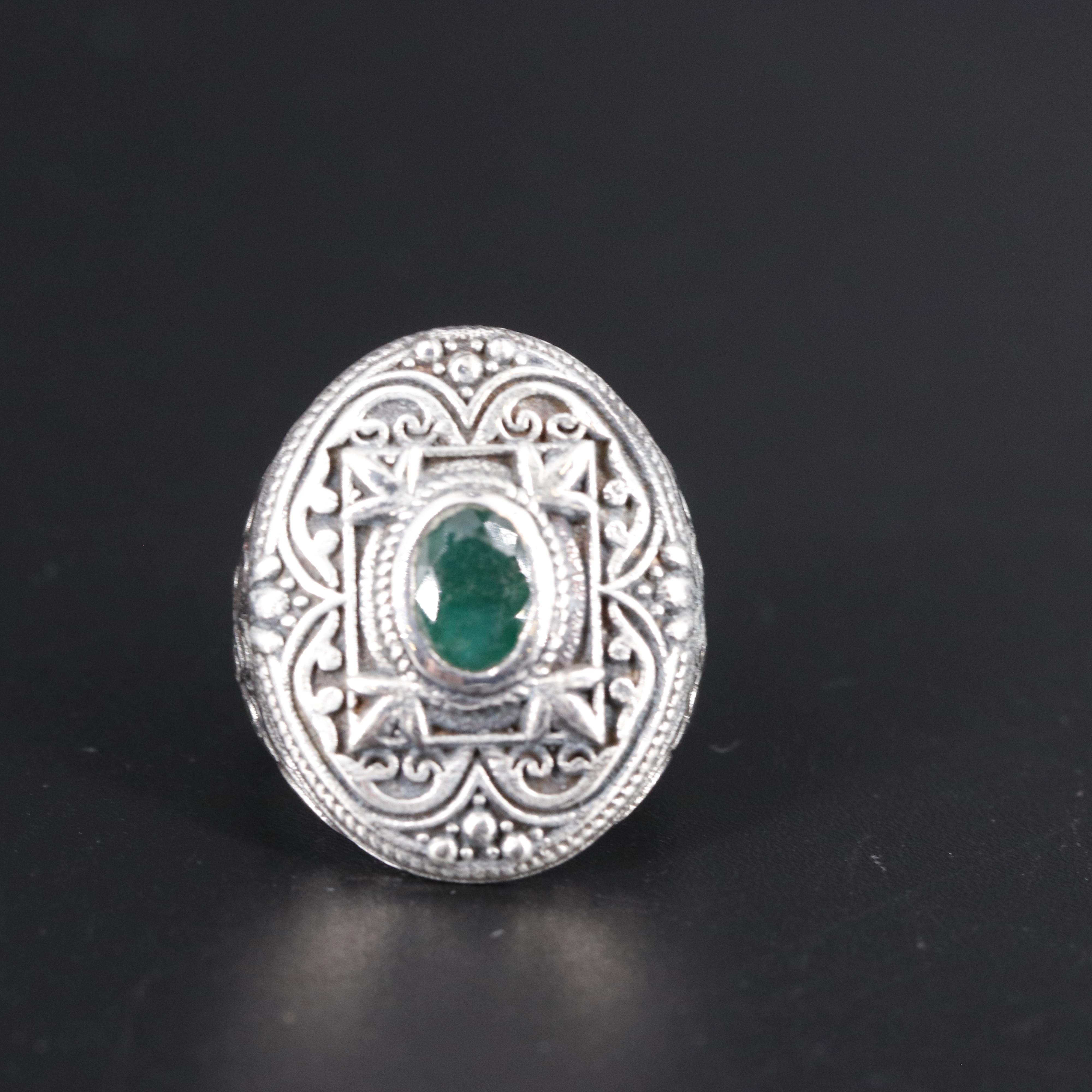 Sterling Silver Emerald Ring