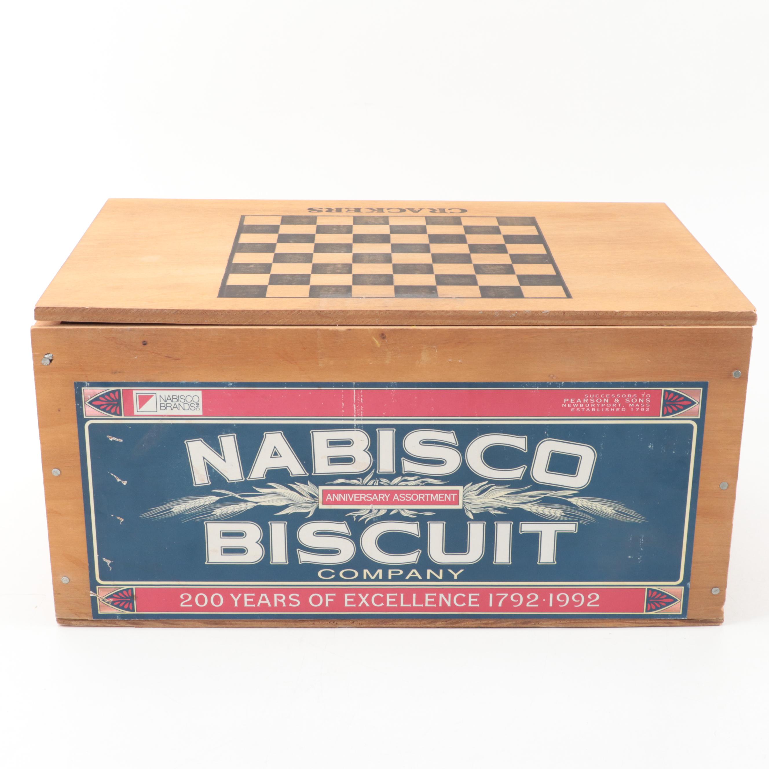 Nabisco Biscuit Company Anniversary Assortment Checkerboard Wooden Crate