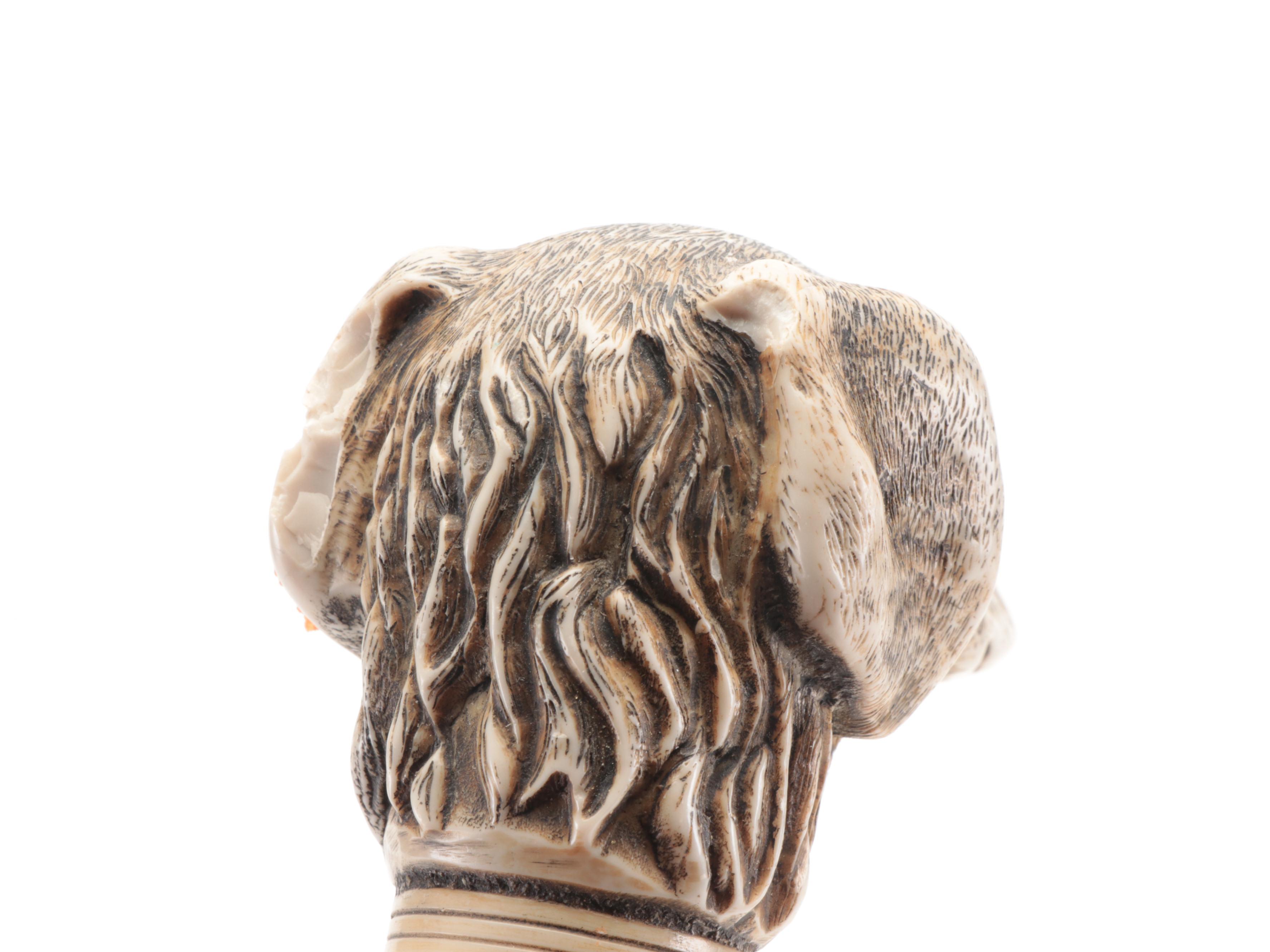 Hand-Carved Resin Dog Head Walking Stick