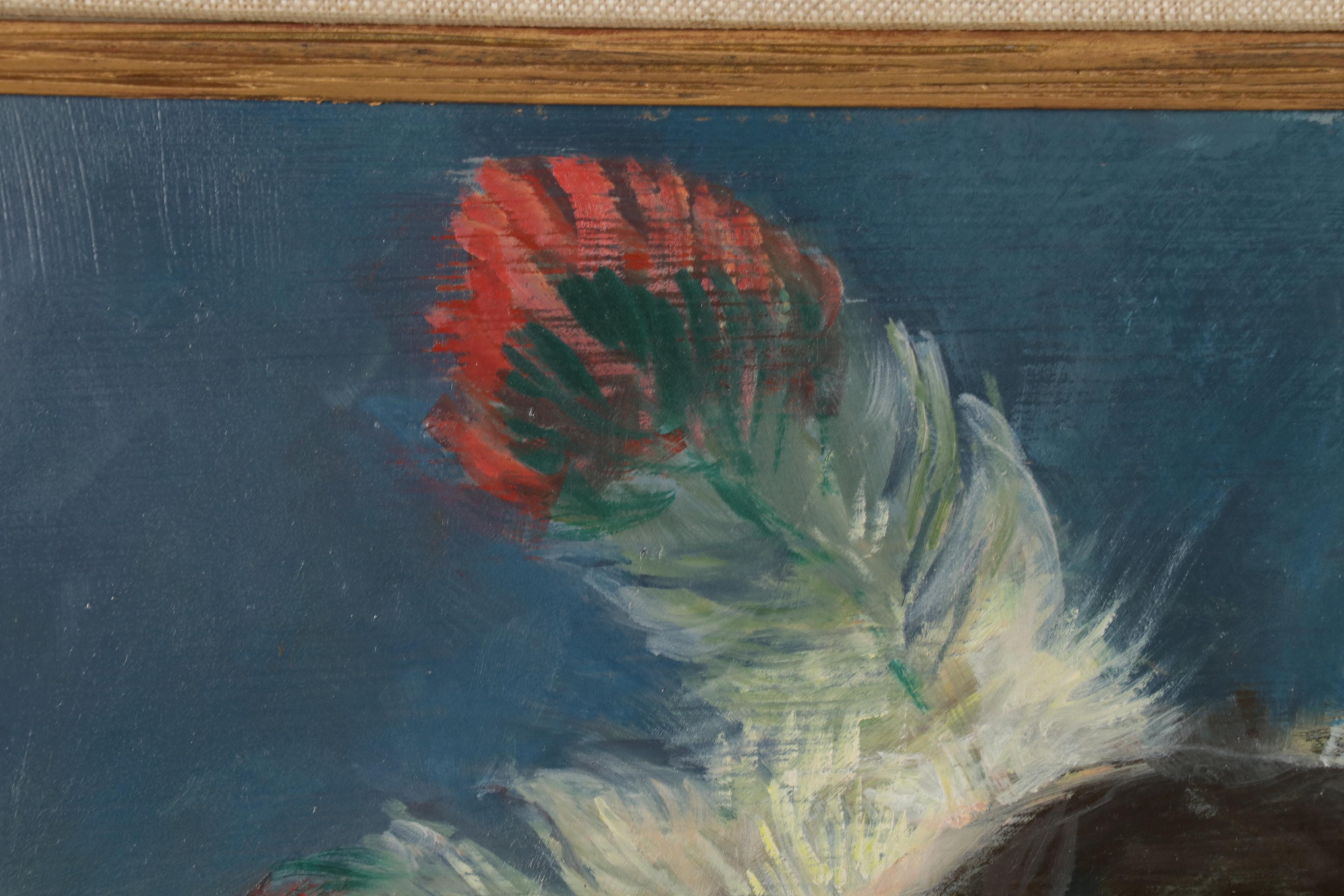 Lajos Markos Oil Study of Native American Head in Western Sky