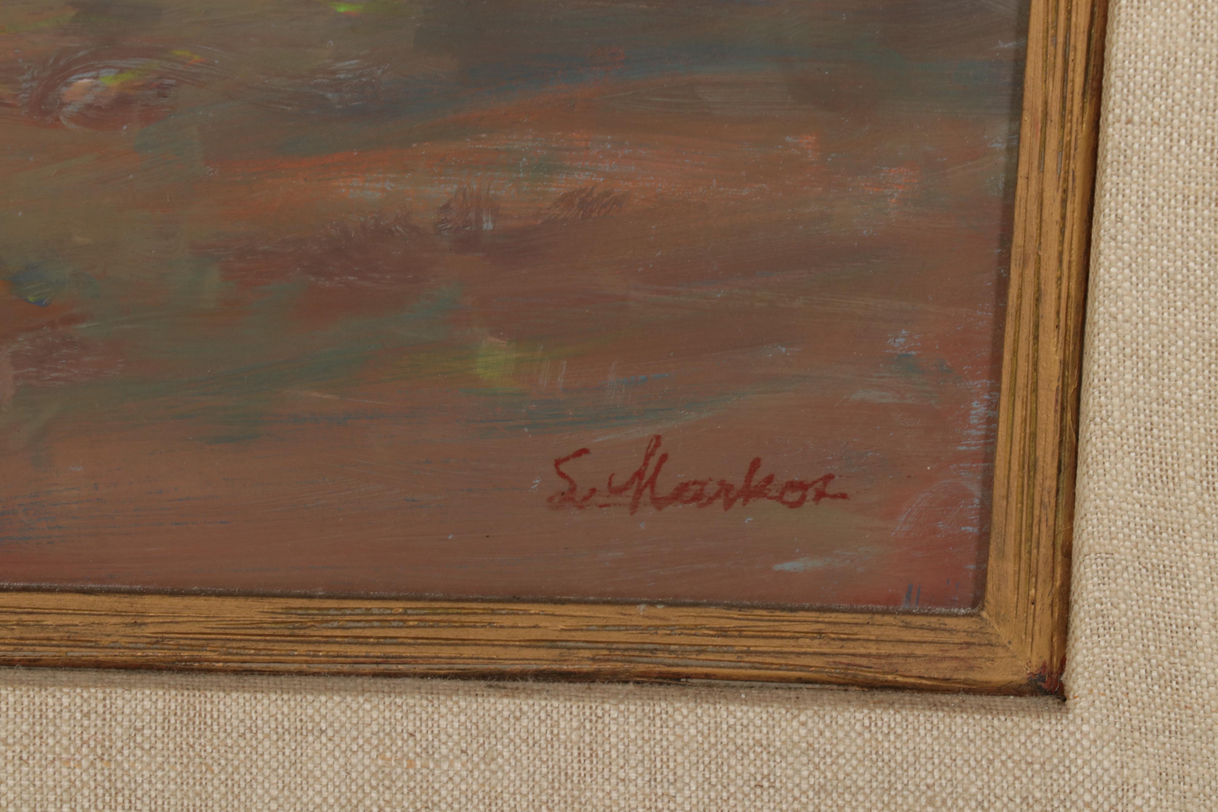 Lajos Markos Oil Study of Native American Head in Western Sky