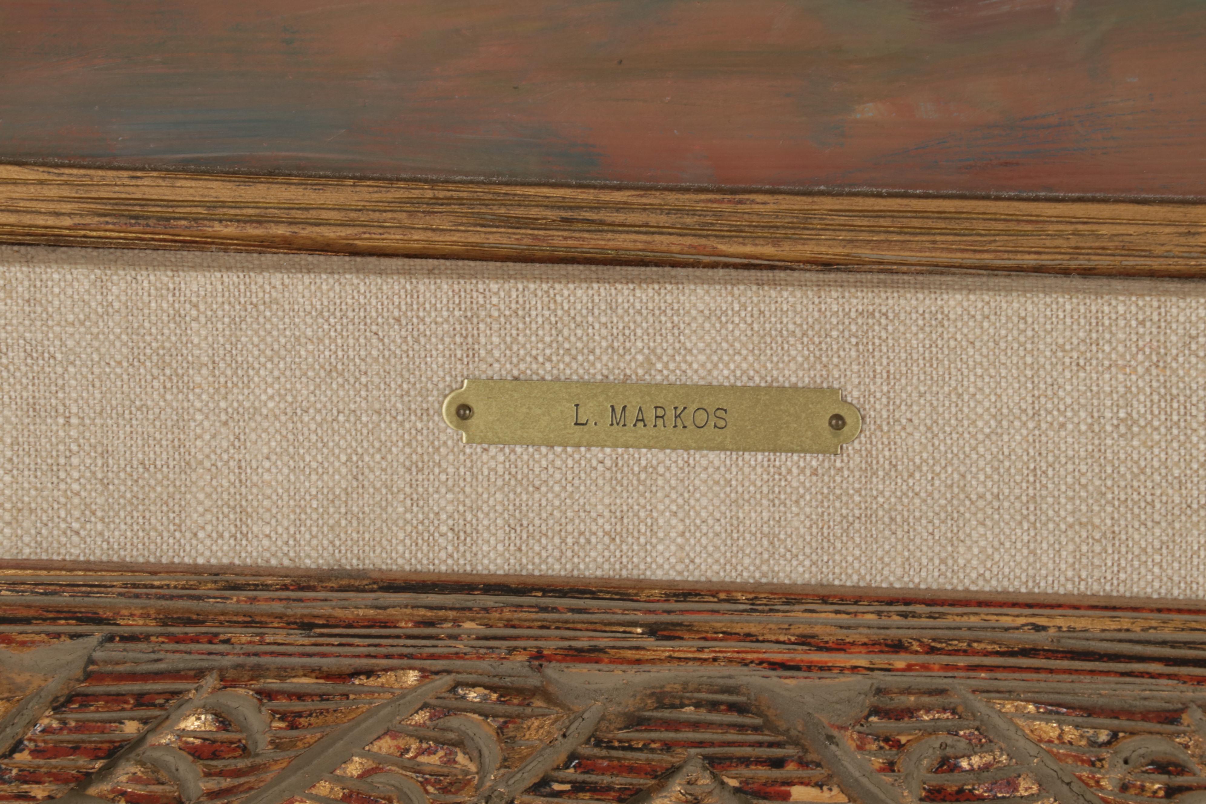 Lajos Markos Oil Study of Native American Head in Western Sky