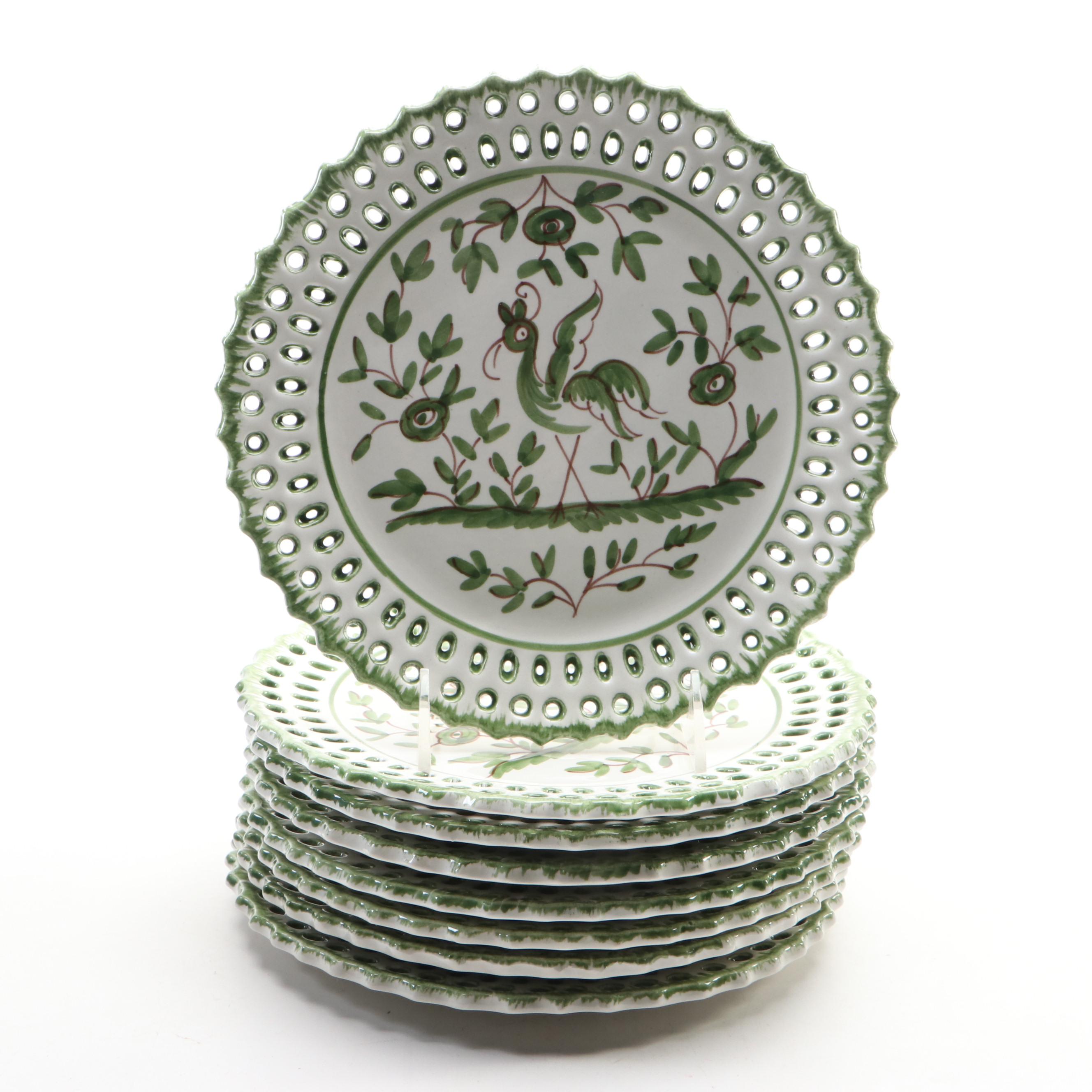 Tory Burch "Oiseau" Hand-Painted Earthenware Salad Plates