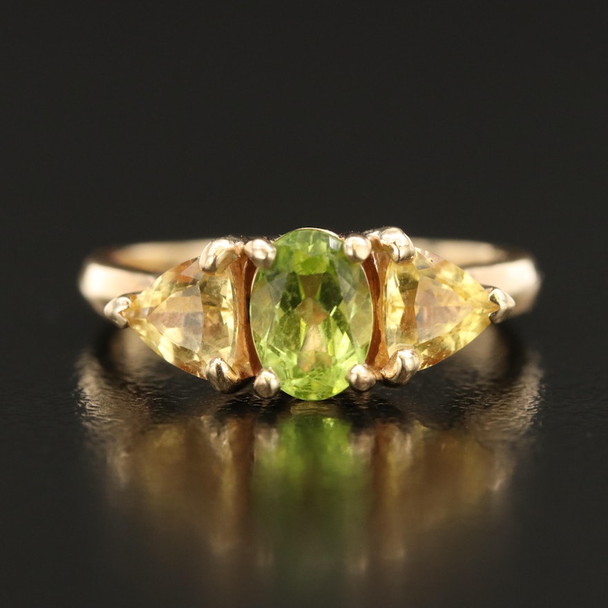 14K Peridot and Citrine Ring