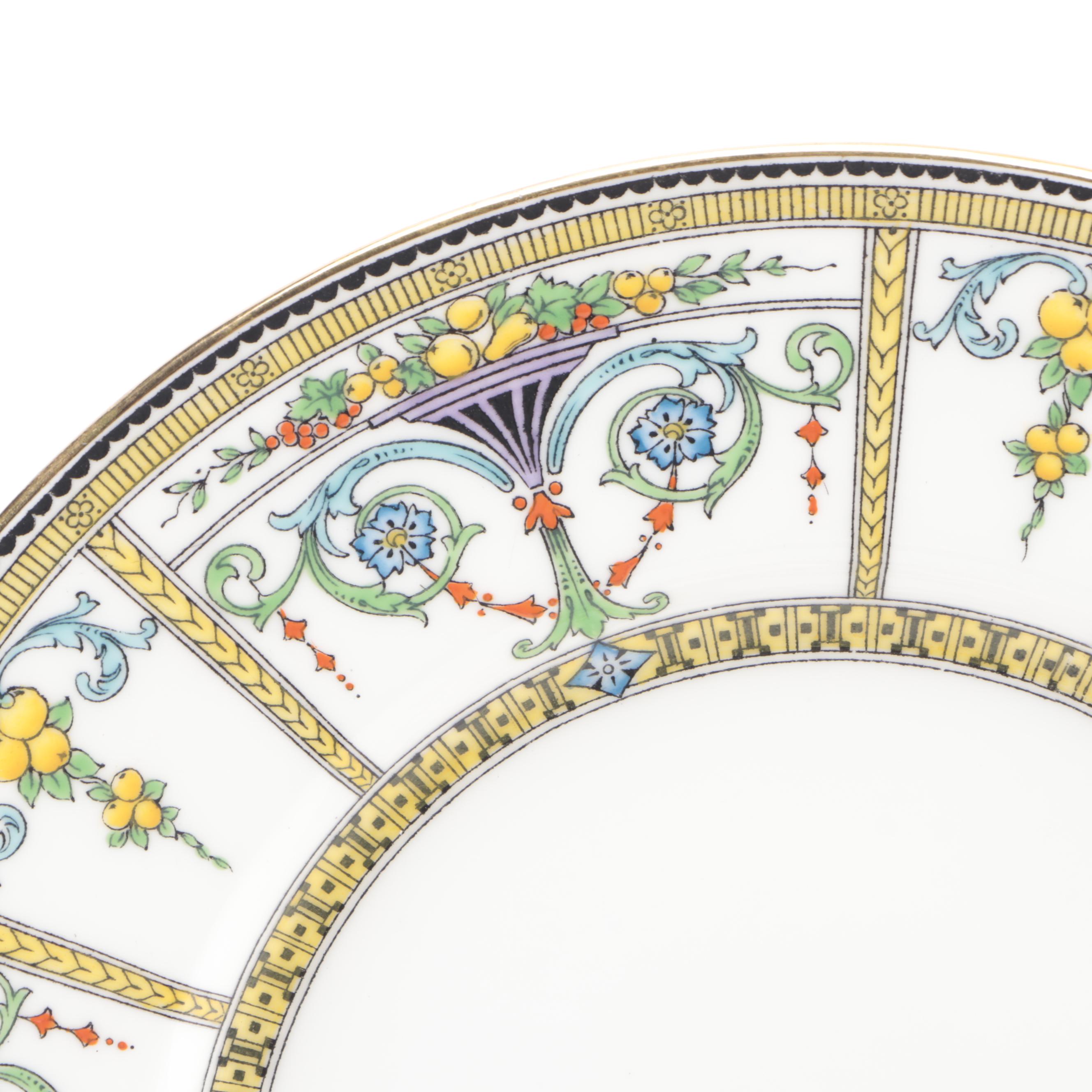 Minton Neoclassical Style Fruit Urn and Swag Bone China Luncheon Plates