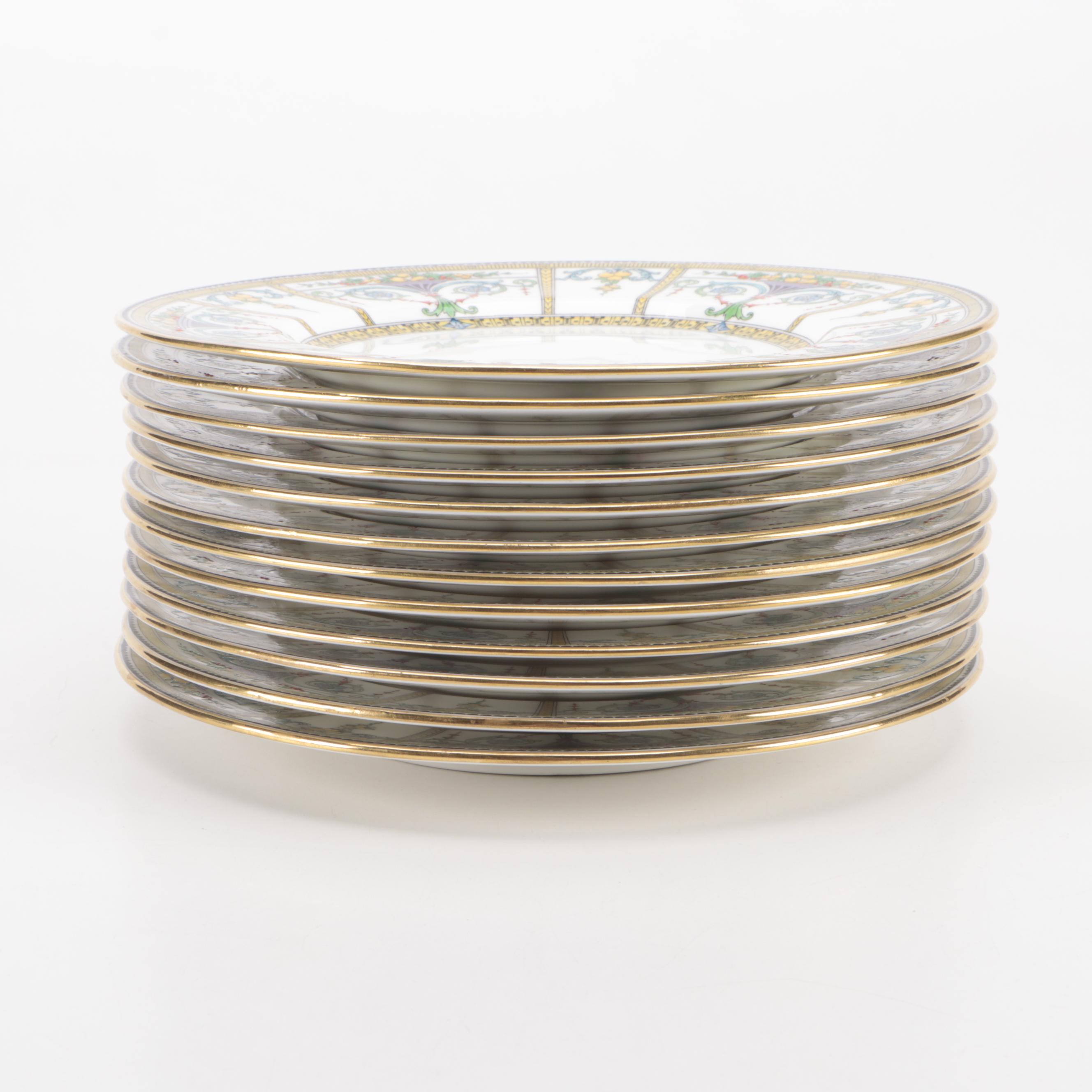 Minton Neoclassical Style Fruit Urn and Swag Bone China Luncheon Plates