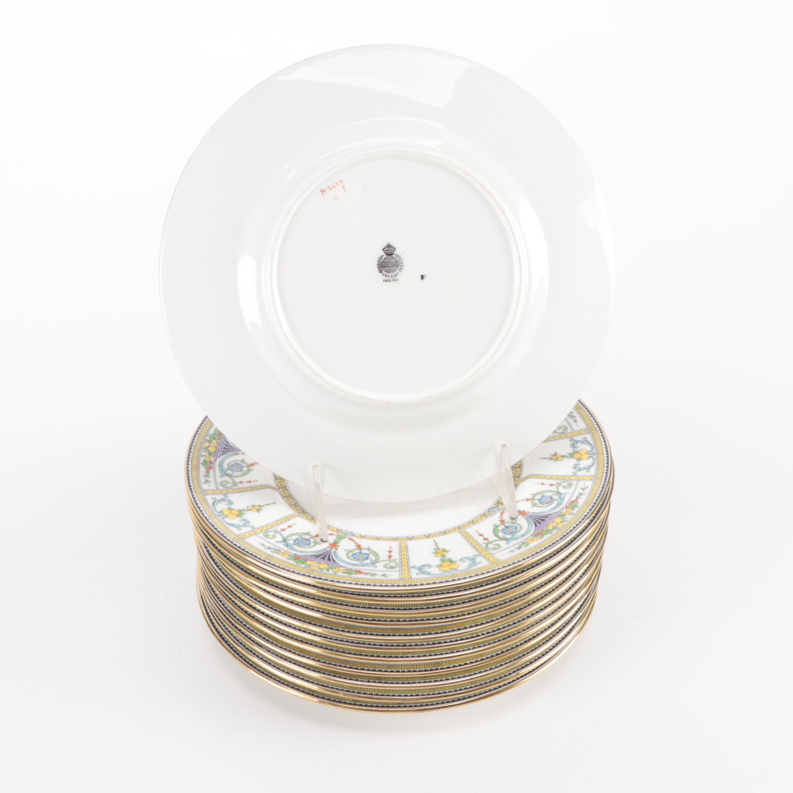 Minton Neoclassical Style Fruit Urn and Swag Bone China Luncheon Plates