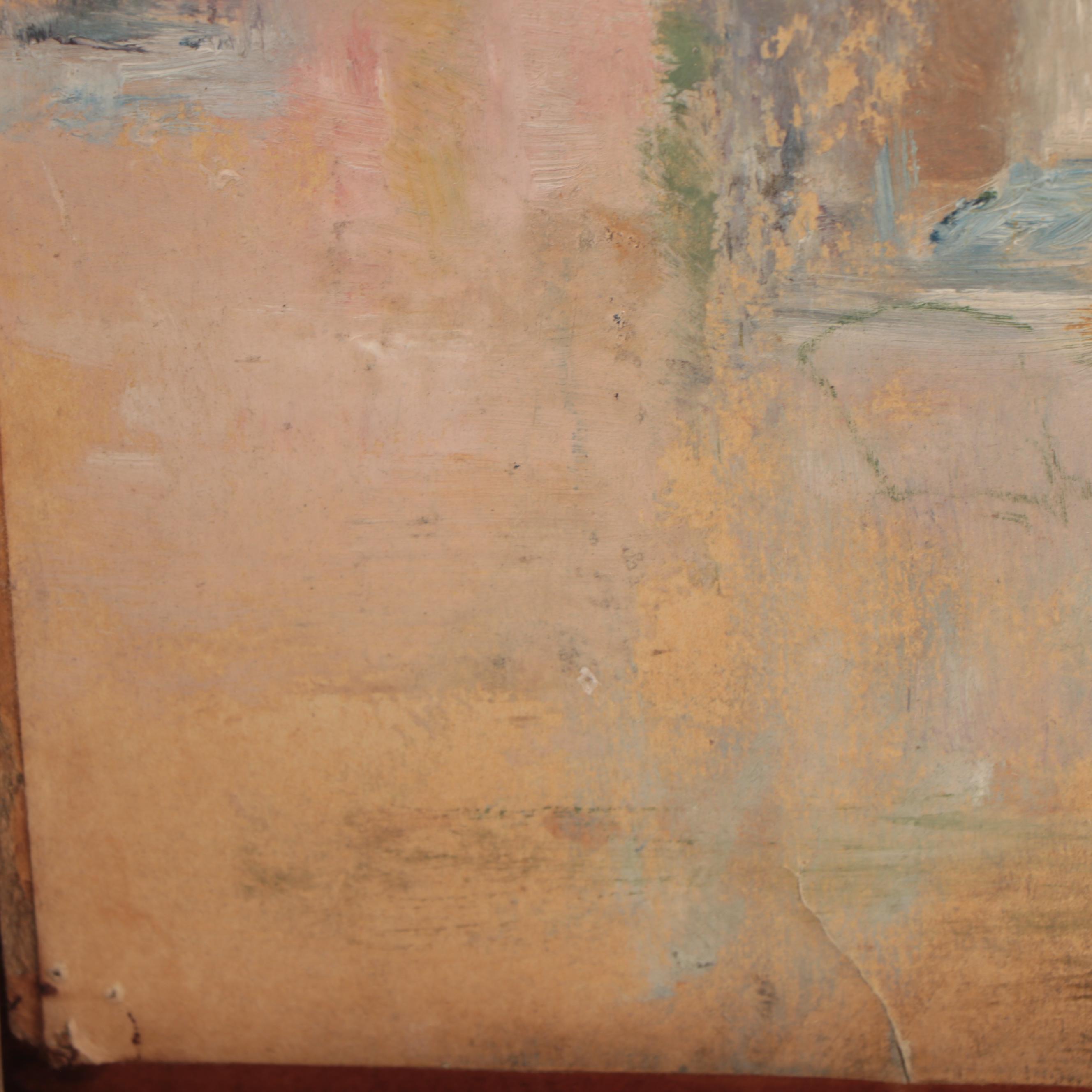 Oil Painting of European Village Scene