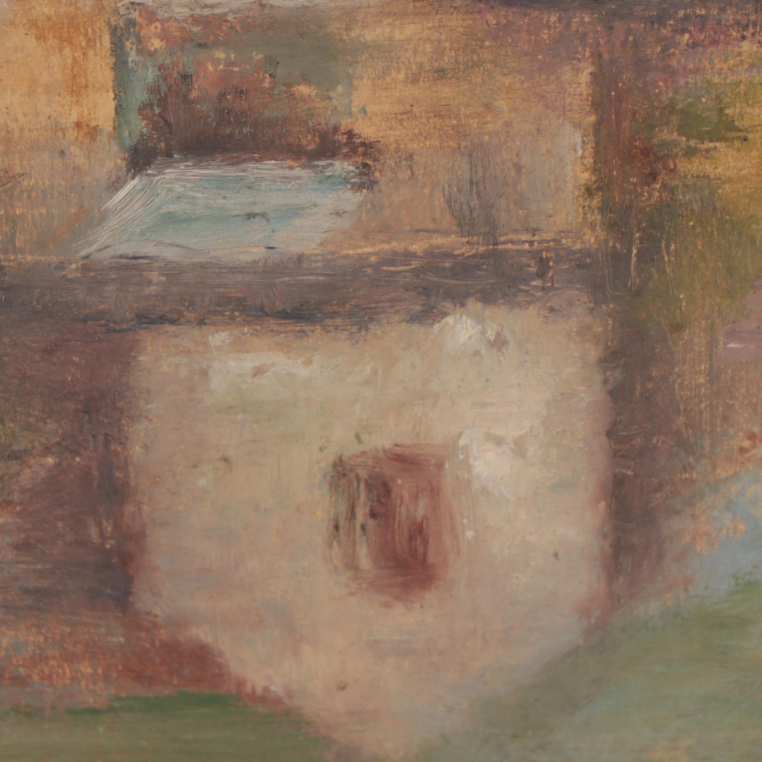 Oil Painting of European Village Scene