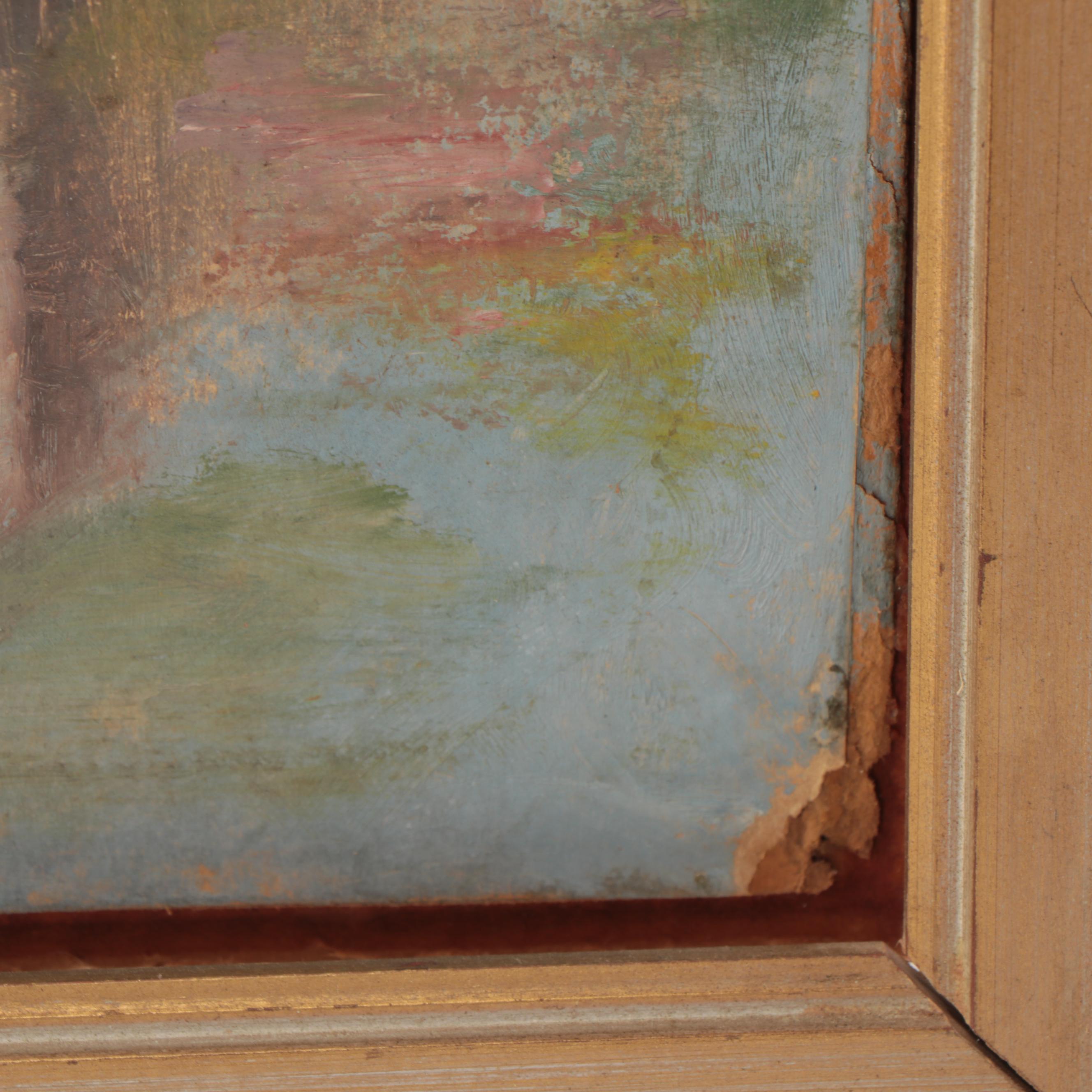 Oil Painting of European Village Scene