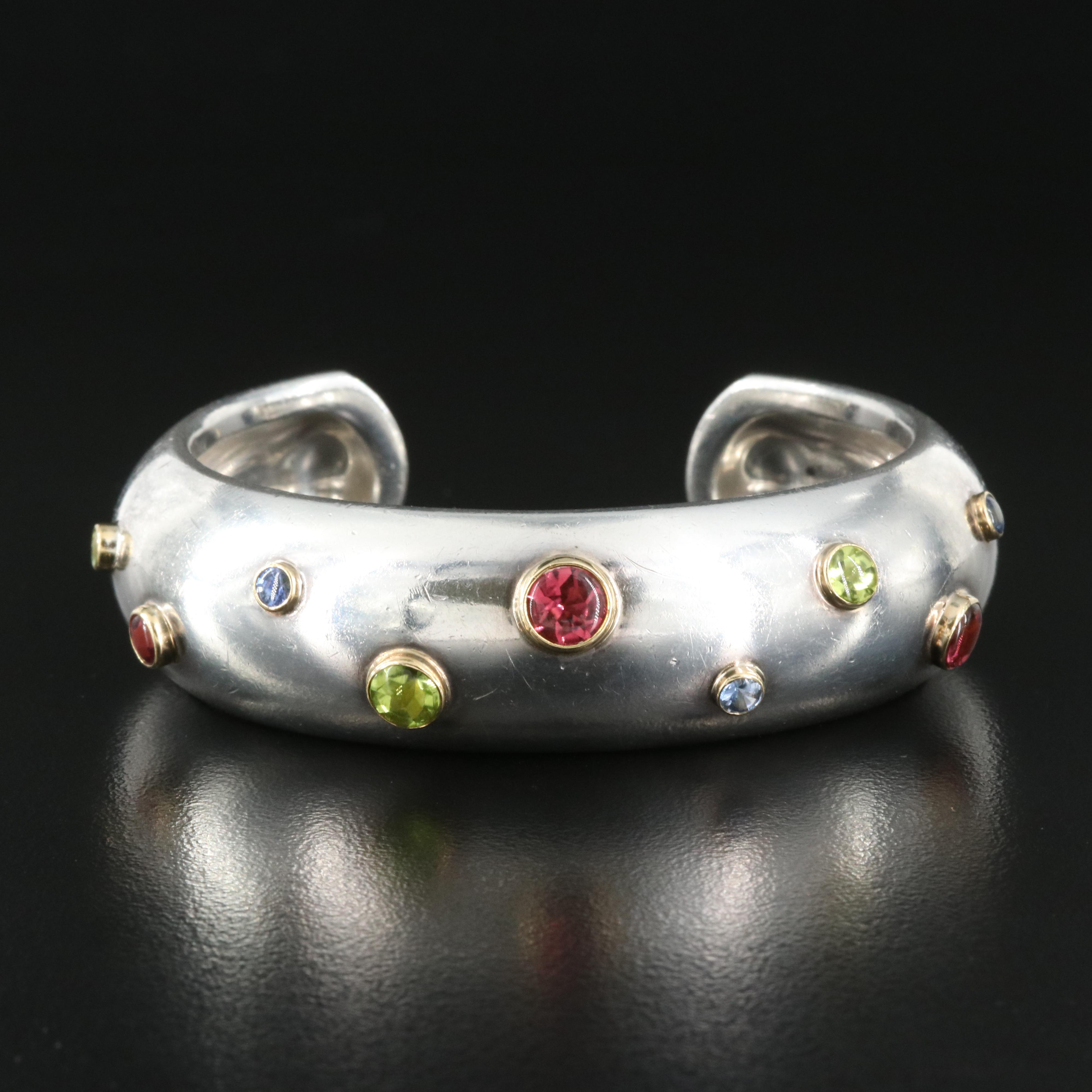 Tiffany & Co. Sterling Tourmaline and Sapphire Etoile Cuff with 18K Accents