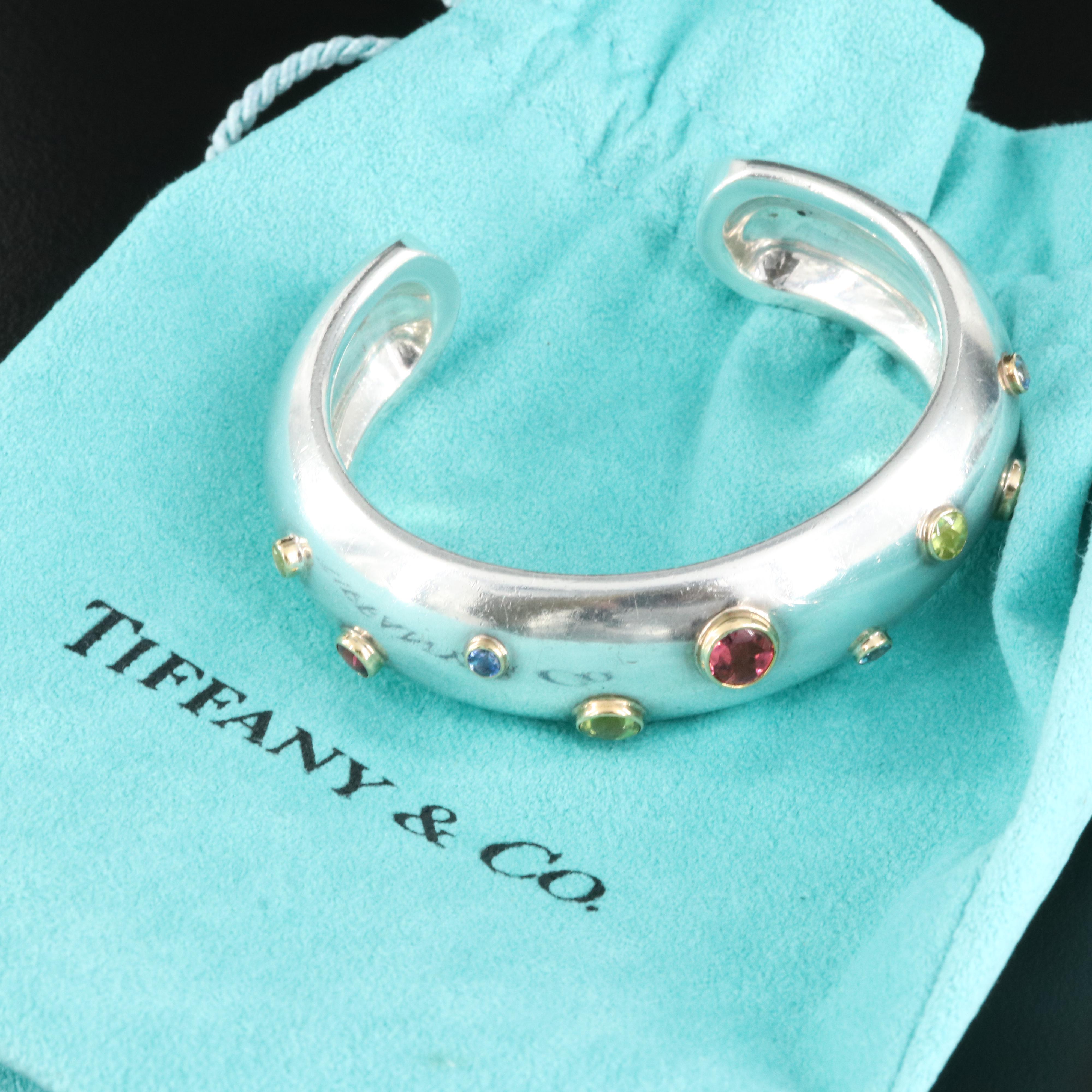 Tiffany & Co. Sterling Tourmaline and Sapphire Etoile Cuff with 18K Accents